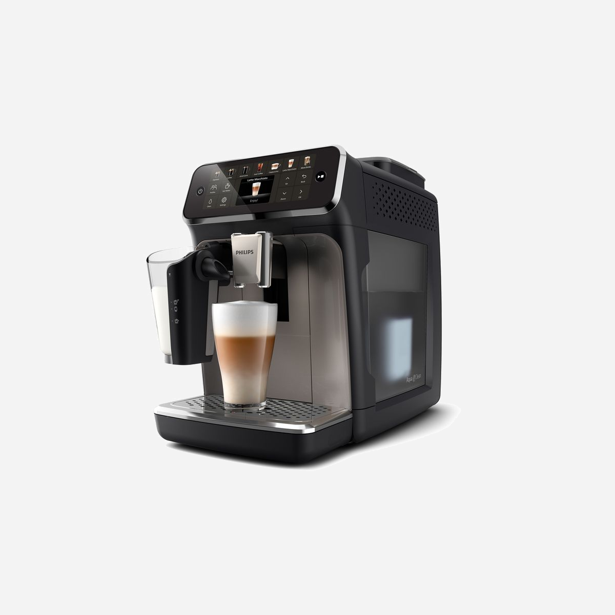 Philips EP4449/70 Machine Expresso Automatique LatteGo, 15 bar, 1.8L, 1500W, Meuleuse Céramique 12 positions, Réservoir Lait 0.26L, Écran TFT - <b>Lattego : un circuit de lait ultra-rapide à nettoyer*</b><br><br><br><b>De délicieux cafés chauds et glacés en toute simplicité</b><br>La LatteGo 4400 vous donne le choix entre 12 délicieuses recettes de café. Du latte lacté au café glacé rafraîchissant, chaque boisson est préparée à la température idéale, pour une saveur et une crème parfaites. La LatteGo crée une mousse onctueuse et elle est facile à nettoyer.