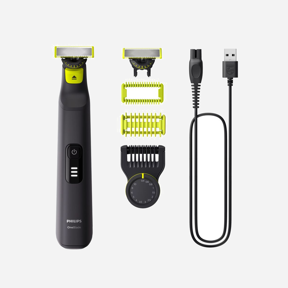 Philips OneBlade Pro 360 QP6542/15 Visage + Corps, 14 hauteurs (0.4-10mm), Wet&Dry, batterie Li-Ion 90 min, Recharge 1h, Tondeuse Précision - <b>Tailler, styliser, raser facilement n'importe quelle longueur*</b><br/> Conçu pour couper les poils et non la peau<br/> Le Philips OneBlade Pro Visage + Corps taille, stylise et rase votre corps et votre barbe, même longue. Il comprend une lame pour le visage et une lame avec un système de protection pour zones sensibles. Inutile de multiplier les appareils. Le OneBlade répond à tous vos besoins.