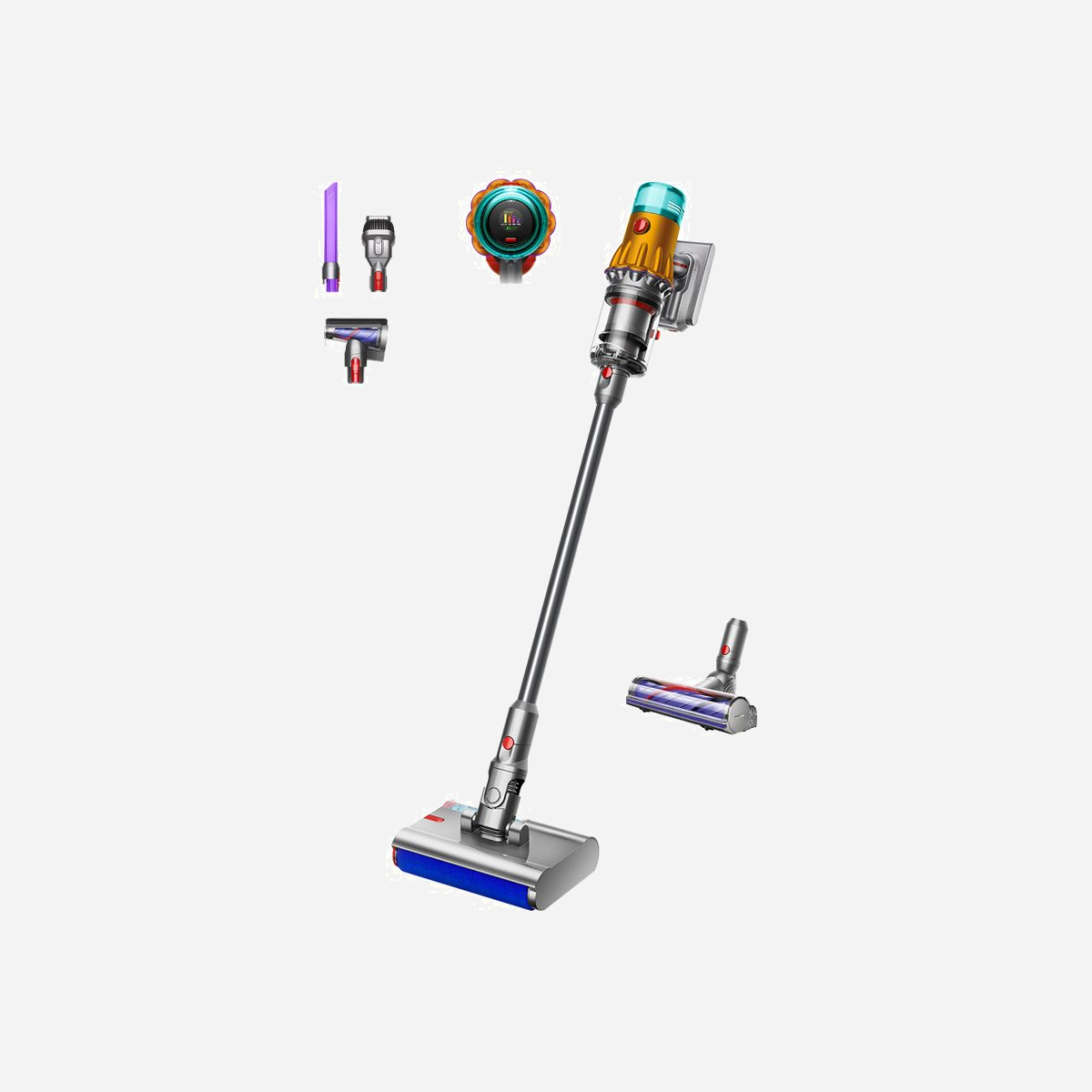 Dyson V12 Submarine - Aspirateur Balai 3-en-1 Sans Sac 0.35L Nickel/Jaune - Batterie Li-Ion 60min - HEPA - Cyclonique - 140 AW - Dyson V12 Submarine. Type de produit: Aspirateur balai 3-en-1, Type de conteneur à poussière: Sans sac, Couleur du produit: Nickel, Jaune. Type de nettoyage: Sec&humide, Aspirateur à air filtrant: HEPA, Technologie d'aspiration: Cyclonique. Source d'alimentation: Batterie, Technologie batterie: Lithium-Ion (Li-Ion), Temps de marche: 60 min. Largeur du colis: 331 mm, Profondeur du colis: 865 mm, Hauteur du colis: 160 mm. Largeur: 253 mm, Profondeur: 257 mm, Hauteur: 1247 mm
