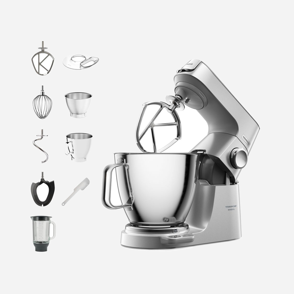 Robot de Cuisine Kenwood Titanium Chef Baker XL KVL85.124SI 1200W, Bol 7L Inox, 10 Vitesses, Ecran, Minuteur, Fonctions Pétrin/Mélange, Blender 1.6L - Kenwood Titanium Chef Baker XL. Capacité du bol: 7 L, Couleur du produit: Acier inoxydable, Type de commande: Rotatif. Matériel du bol: Acier inoxydable, Matériau de la lame: Acier inoxydable. Puissance: 1200 W. Largeur: 225 mm, Profondeur: 370 mm, Hauteur: 400 mm. Largeur du colis: 350 mm, Profondeur du colis: 730 mm, Hauteur du colis: 495 mm
