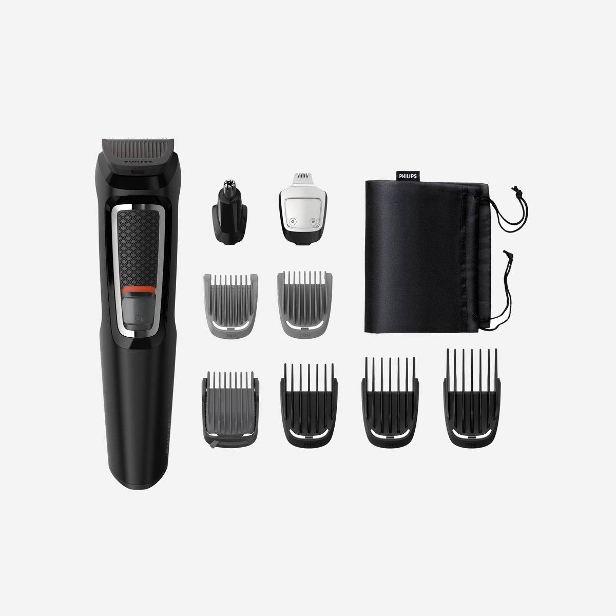Philips MG3740/15 Multigroom Series 3000 : Tondeuse 9-en-1, Lames Acier Inoxydable Auto-aiguisantes, Autonomie 60 min, Batterie NiMH, 9 Peignes - Changez de style à tout moment avec cette tondeuse tout-en-un robuste. Ses 9 outils de qualité vous permettent de styliser facilement et avec précision votre visage et votre coiffure.