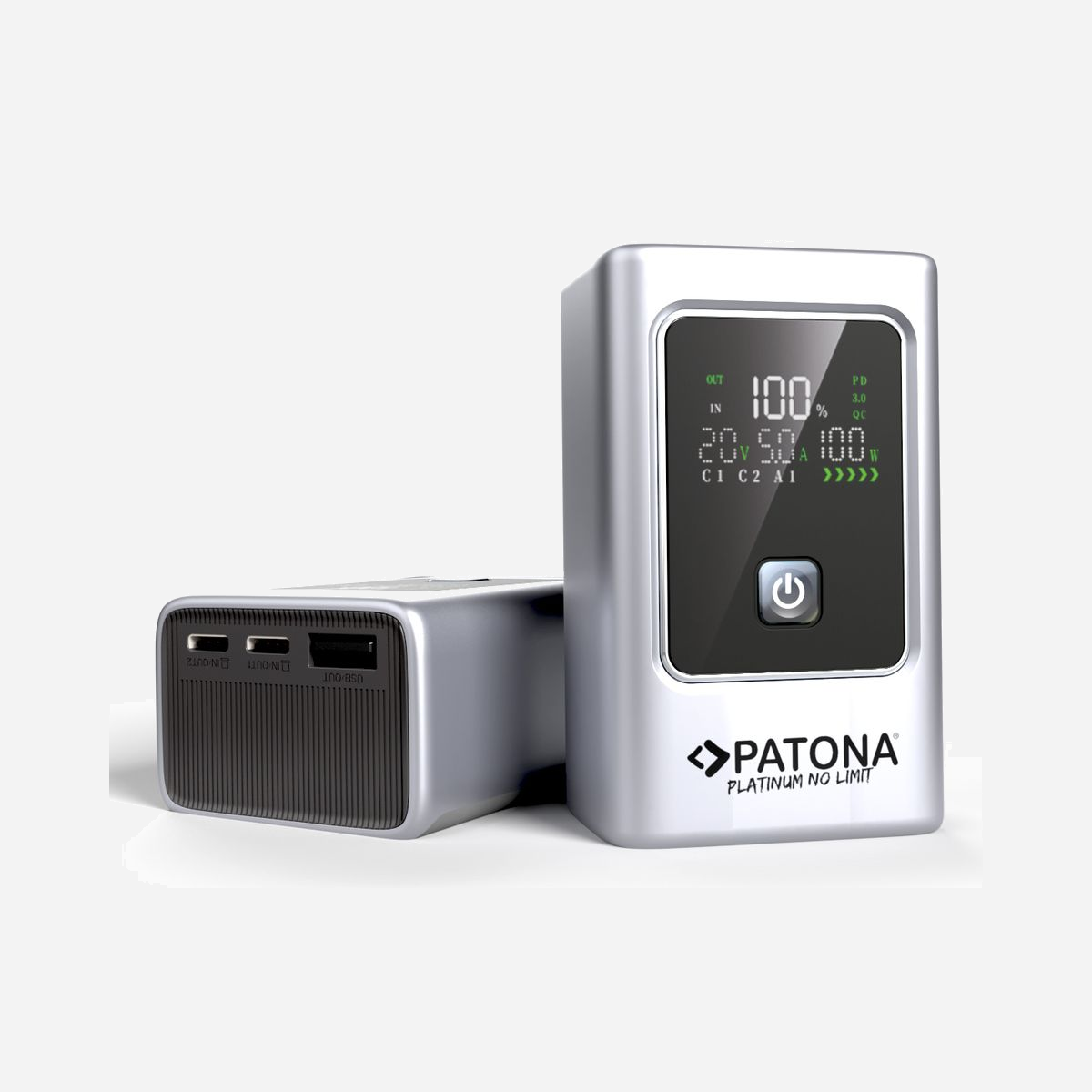 PATONA 4238 Batterie Externe 10000 mAh Li-Ion Argent Power Delivery 35W 1x USB-A & 2x USB-C avec écran pour Smartphone/Tablette/Laptop - PATONA 4238. Capacité de la batterie: 10000 mAh, Technologie batterie: Lithium-Ion (Li-Ion), Technologie de chargement rapide: Power Delivery, Charge rapide, Tension des piles: 3,7 V. Ports de sortie USB de type A: 1, Quantité de ports USB de type C: 2. Couleur du produit: Argent