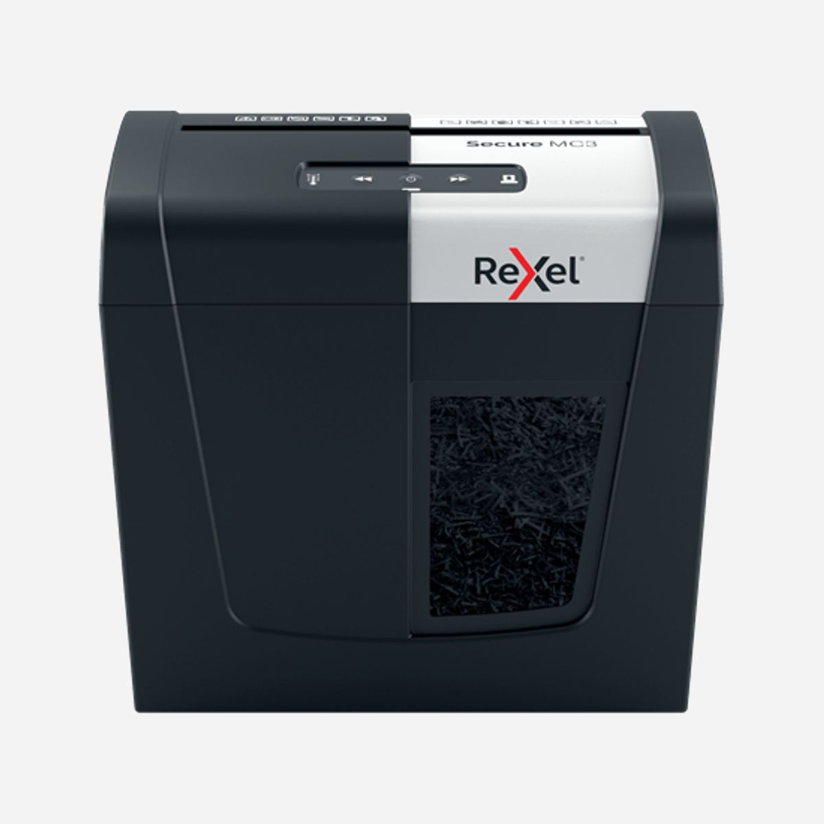 Destructeur de documents Rexel Secure MC3 coupe micro DIN P-5 (2x15 mm) 3 feuilles (80 g) technologie Whisper-Shred 55 dB corbeille 10 L noir/argent - <b>Destructeur de documents Rexel Secure MC3 Whisper-Shred Coupe micro</b><br><br>La gamme de destructeurs de documents Rexel Secure est idéale pour détruire vos documents personnels et vos données papier sensibles à la maison. Le Secure MC3 détruit jusqu'à 3 feuilles (80grs) en confettis niveau de sécurité DIN P-5 (2x15mm). Ce destructeur coupe micro est compact et ultra silencieux (technologie Whisper-Shred), idéal pour une utilisation personelle en télétravail ou au bureau. Vous pouvez le glisser facilement sous votre table de bureau. Conçu pour une utilisation occasionelle à modérée avec une corbeille de 10 litres.