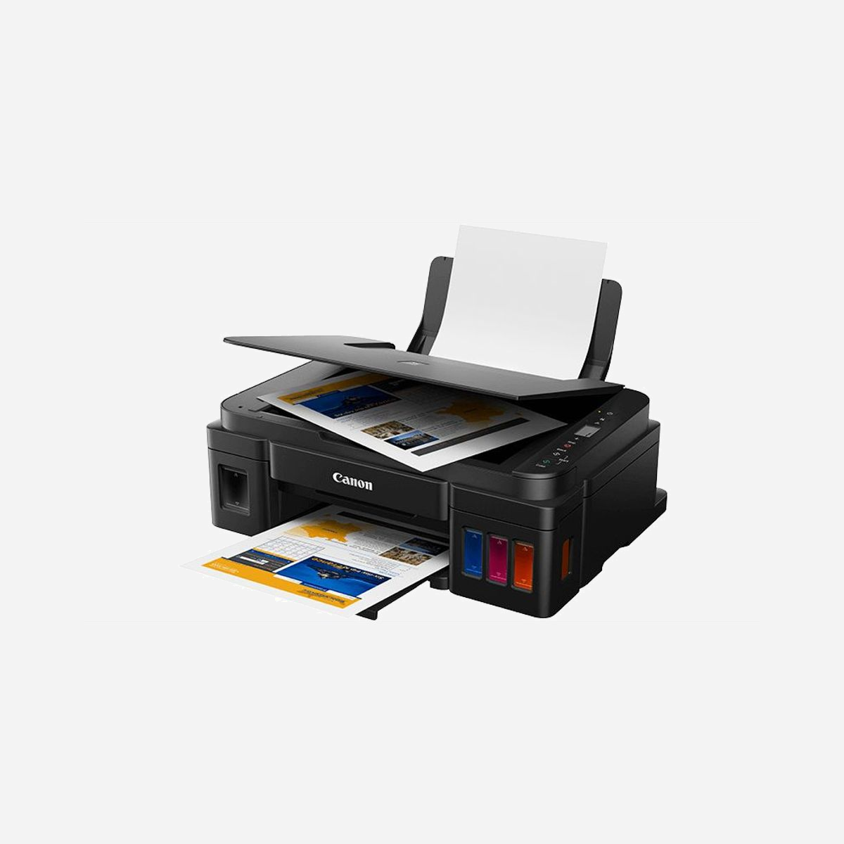 Canon PIXMA G2410 : Imprimante Jet d'encre A4 Couleur, 4800x1200 DPI, 8.8ppm Noir/5ppm Couleur, Scanner 600x1200 DPI, USB, LCD 1.2", Windows - Canon PIXMA G2410. Technologie d'impression: Jet d'encre, Impression: Impression couleur, Résolution maximale: 4800 x 1200 DPI, Vitesse d'impression (couleur, qualité normale, A4/US Letter): 5 ppm. Copier: Copie couleur. Numérisation: Numérisation couleur, Résolution de numérisation optique: 600 x 1200 DPI. Taille de papier de série A ISO maximum: A4. Couleur du produit: Noir