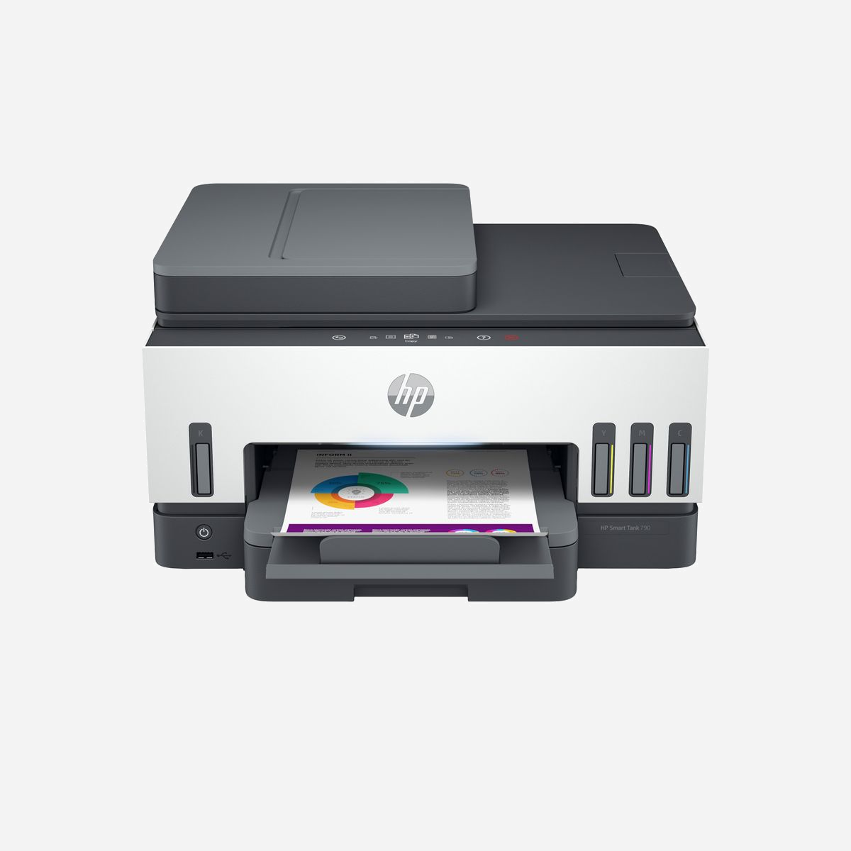 HP Smart Tank 790 : Imprimante Jet d'Encre Thermique A4 Couleur, 4800x1200 DPI, 15ppm Noir/9ppm Couleur, Recto/Verso Auto, Wifi, Fax Couleur 33.6Kbit/s - <b>Works hard. Saves easy.</b>