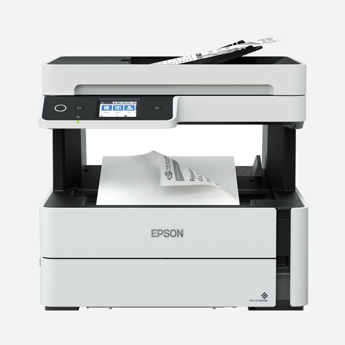 Epson EcoTank M3170 : Imprimante Jet d'encre Mono A4, 1200x2400 DPI, 39ppm, Recto-Verso Auto, Scanner 1200x2400 DPI, Fax Couleur, Wifi, Ethernet - Epson EcoTank M3170. Technologie d'impression: Jet d'encre, Impression: Impression mono, Résolution maximale: 1200 x 2400 DPI. Copier: Copie simple, Résolution max. des copies: 600 x 600 DPI. Numérisation: Numérisation couleur, Résolution de numérisation optique: 1200 x 2400 DPI. Télécopier: Télécopie couleur. Taille de papier de série A ISO maximum: A4. Wifi. Impression directe. Couleur du produit: Blanc