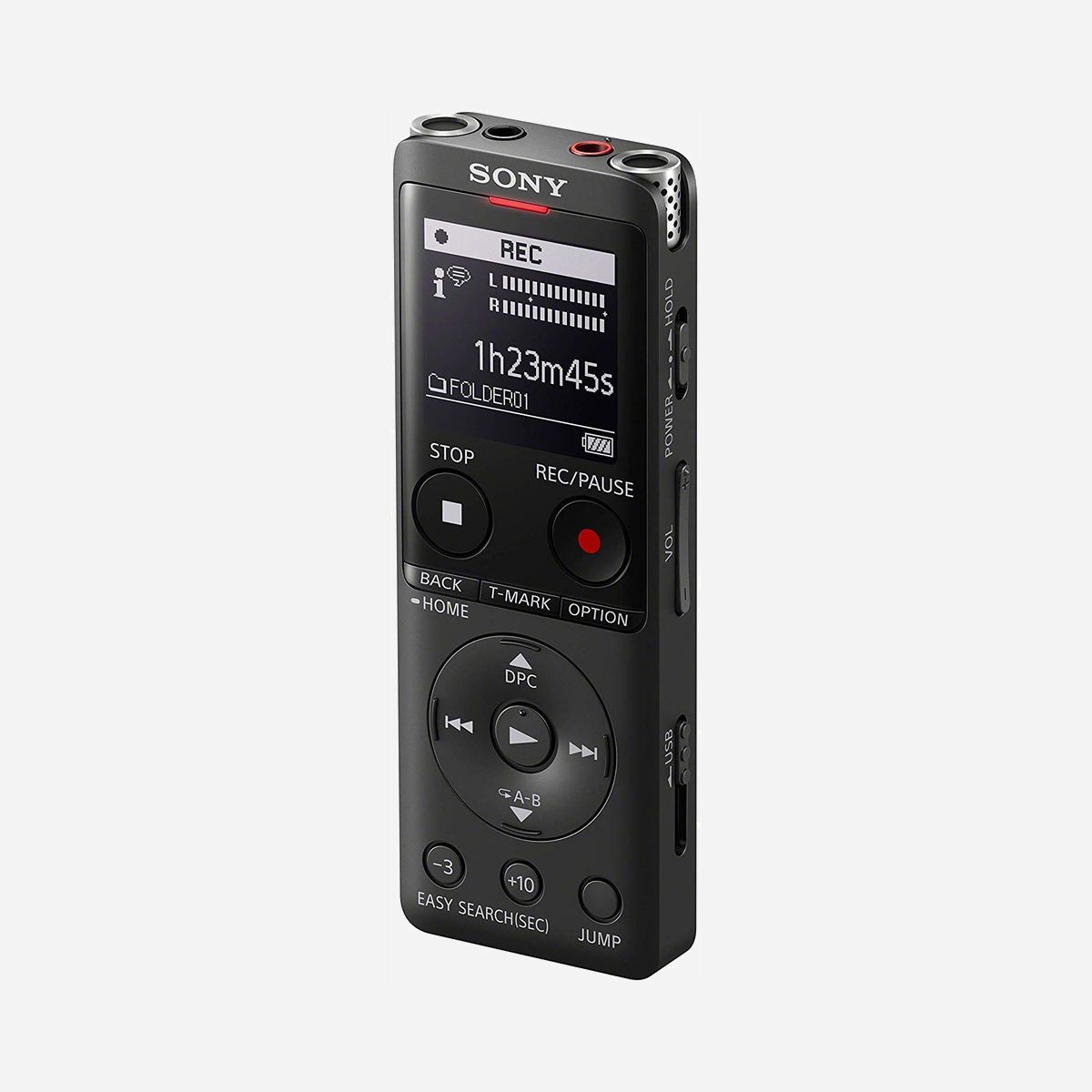 Sony ICD-UX570 Noir : Enregistreur vocal numérique 4Go, MicroSD/SDHC/SDXC, OLED, USB Type-A, 159h, MP3/WMA/AAC/LPCM, Microphone In, Sortie casque - Sony ICD-UX570. Temps d'enregistrement maximal: 159 h, Formats audio pris en charge: AAC, LPCM, MP3, WMA, Débits du MP3: 48 - 192 Kbit/s. Type d'écran: OLED. Interface: USB, Connecteur USB: USB Type-A. Technologie batterie: Lithium. Types de supports acceptés: Mémoire interne + carte mémoire, Cartes mémoire compatibles: MicroSD (TransFlash), MicroSDHC, MicroSDXC, Mémoire flash Intégrée: 4 Go