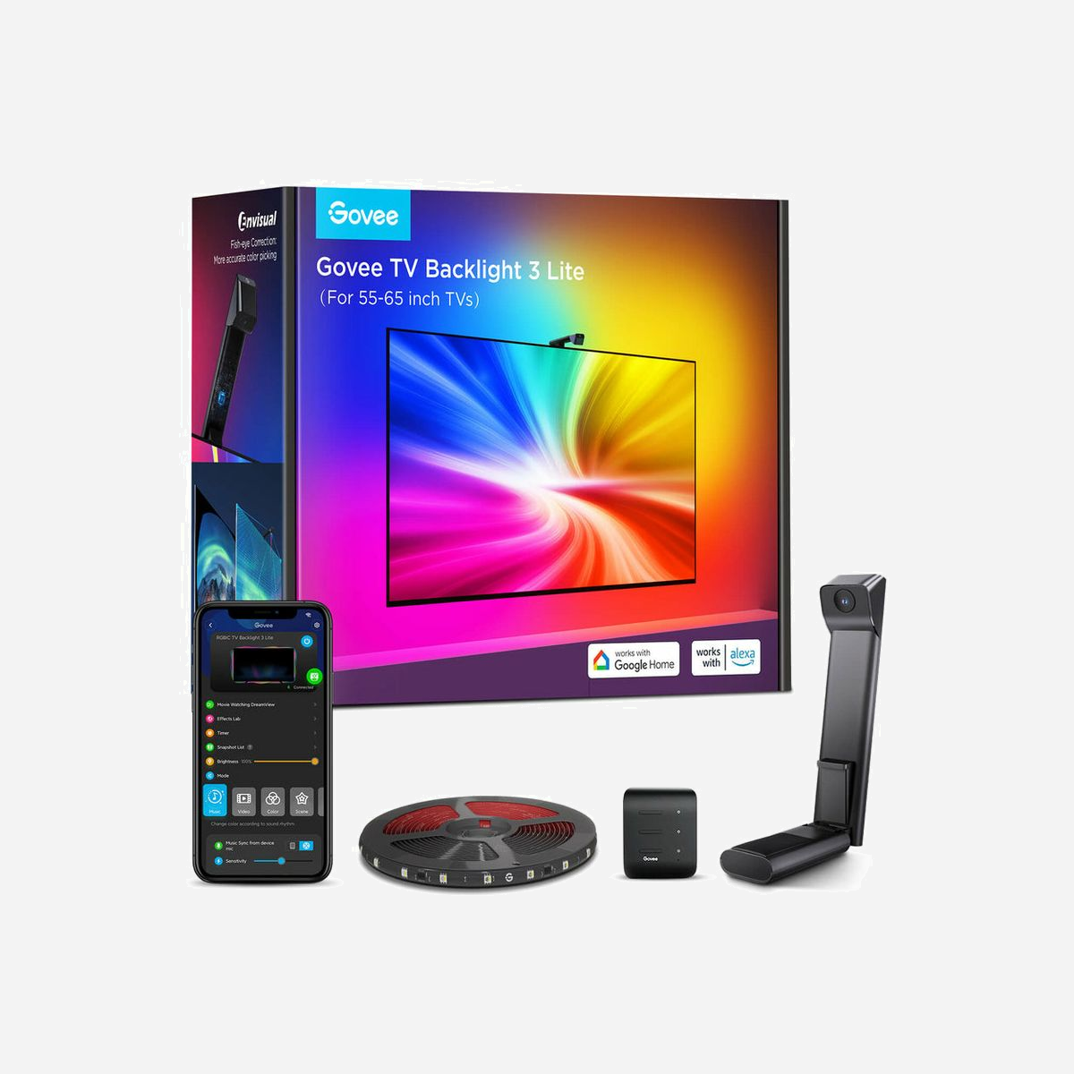 Govee TV Backlight 3 Lite H6099 - Rétroéclairage TV LED Multicolore avec Manuel d'Utilisation - Type d'Emballage: Box - Govee TV Backlight 3 Lite. Type d'emballage: Box