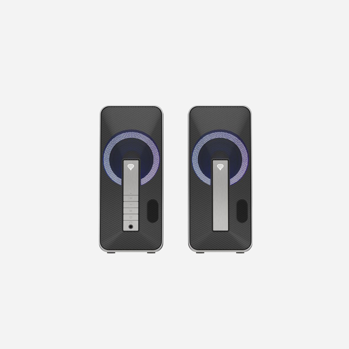 GENESIS Helium 100 BT RGB Enceintes PC 2.0 10W RMS Bluetooth 5.0 Noires & Argentées, connectique filaire & sans fil, Port casque 3.5mm - GENESIS Helium 100 BT RGB. Canaux de sortie audio: 2.0 canaux, Puissance évaluée de RMS: 10 W, Utilisation recommandée: PC/ordinateur portable. Puissance des satellites RMS: 10 W, Gamme de fréquence du haut-parleur satellite: 120 - 20000 Hz, Sensibilité du haut-parleur satellite: 10 dB. Source d'alimentation: USB. Largeur: 85 mm, Profondeur: 105 mm, Hauteur: 200 mm. Technologie de connectivité: Avec fil &sans fil, Portée Bluetooth: 10 m, Casque connection: 3,5 mm