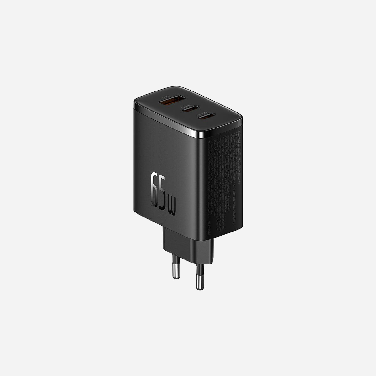 Baseus Chargeur Secteur Universel 3 Ports (2x USB-C 65W Power Delivery 3.0, 1x USB-A 30W Quick Charge 3.0/2.0) Noir - Protection Surtension/Sous-tension 110-240V - Baseus P10152301113-00. Type de chargeur: Intérieure, Type de source d'alimentation: Secteur, Compatibilité de chargeur: Universel. Tension d'entrée: 110 - 240 V. Quantité de ports USB de type C: 2, Charge rapide, Dispositifs de protection électrique: Sur-courant, Sur-alimentation, Surtension, Court-circuit, Protection contre les surtensions,.... Couleur du produit: Noir