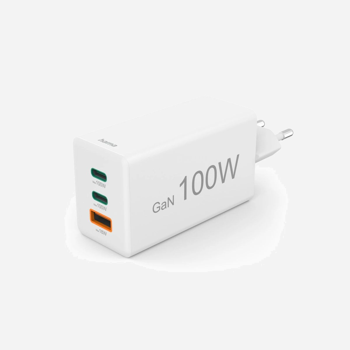 Hama 00201997 Chargeur Secteur 100W GaN 2x USB-C Power Delivery/Quick Charge 3.0 + 1x USB-A 18W pour Portable, Smartphone, Tablette - Blanc - Hama 00201997. Type de chargeur: Intérieure, Type de source d'alimentation: Secteur, Compatibilité de chargeur: Ordinateur portable, Smartphone, Tablette. Tension d'entrée: 100 - 240 V. Quantité de ports USB de type C: 2, Charge rapide, Dispositifs de protection électrique: Sur-courant, Surcharge, Court-circuit. Couleur du produit: Blanc