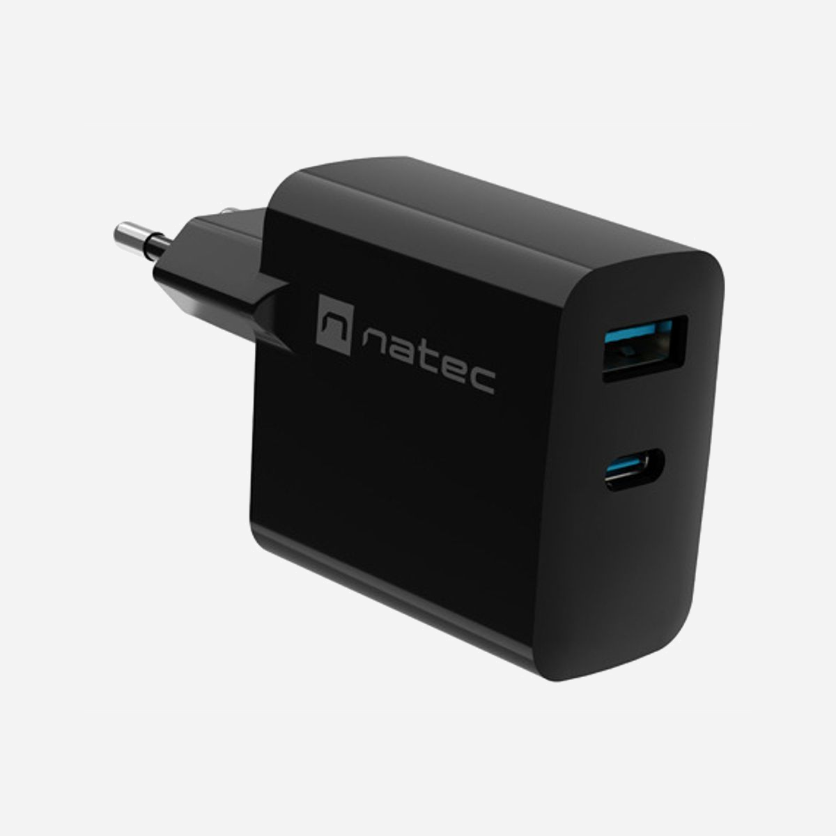 NATEC Chargeur Secteur Universel 65W GaN NUC-2145 : USB-A 3.2 Gen 1 + USB-C Power Delivery 3.0 / Quick Charge 3.0, 100-240V, Noir - NATEC NUC-2145. Type de chargeur: Intérieure, Type de source d'alimentation: Secteur, Compatibilité de chargeur: Universel. Tension d'entrée: 100 - 240 V, Tension de sortie (max): 20 V. Quantité de ports USB de type C: 1, Charge rapide, Dispositifs de protection électrique: Sur-courant, Surtension. Couleur du produit: Noir