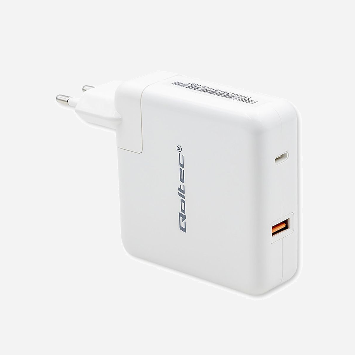 Qoltec 51710 Chargeur Secteur Universel 108W, Double Port USB-A + USB-C, Charge Rapide GaN, 220-240V, Protections Surtension/Surchauffe - Qoltec 51710. Type de chargeur: Intérieure, Type de source d'alimentation: Secteur, Compatibilité de chargeur: Universel. Tension d'entrée: 220 - 240 V, Tension de sortie (max): 20 V, Courant de sortie de l'adaptateur secteur: 1,8 A. Quantité de ports USB de type C: 1, Charge rapide, Dispositifs de protection électrique: Surtension, Surchauffe, Surcharge, Court-circuit, Sous-tension. Couleur du produit: Blanc