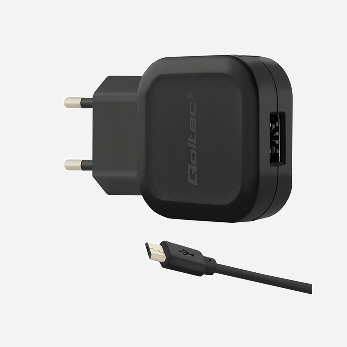 Qoltec 50195 Chargeur Secteur/CC/USB 5V 2.4A 12W pour Smartphone & Tablette, câble USB/Micro-USB 1m, protections Surtension/Surchauffe, Noir - Qoltec 50195. Type de chargeur: Intérieure, Type de source d'alimentation: Secteur, CC, USB, Compatibilité de chargeur: Smartphone, Tablette. Tension d'entrée: 220 - 240 V, Tension de sortie (max): 5 V, Courant de sortie de l'adaptateur secteur: 2,4 A. Dispositifs de protection électrique: Surtension, Surchauffe, Surcharge, Court-circuit. Longueur de câble: 1 m, Couleur du produit: Noir