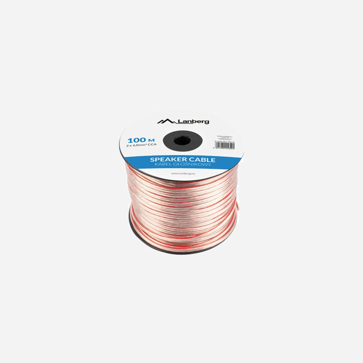 Câble Audio Lanberg SC-2X40-10CC-1000-TR 100m CCA Transparent, Diamètre 4mm, Poids 5.7kg, Conditionnement unitaire. - Lanberg SC-2X40-10CC-1000-TR. Matière du câble: Aluminium cuivré (CCA), Longueur de câble: 100 m, Couleur du produit: Transparent