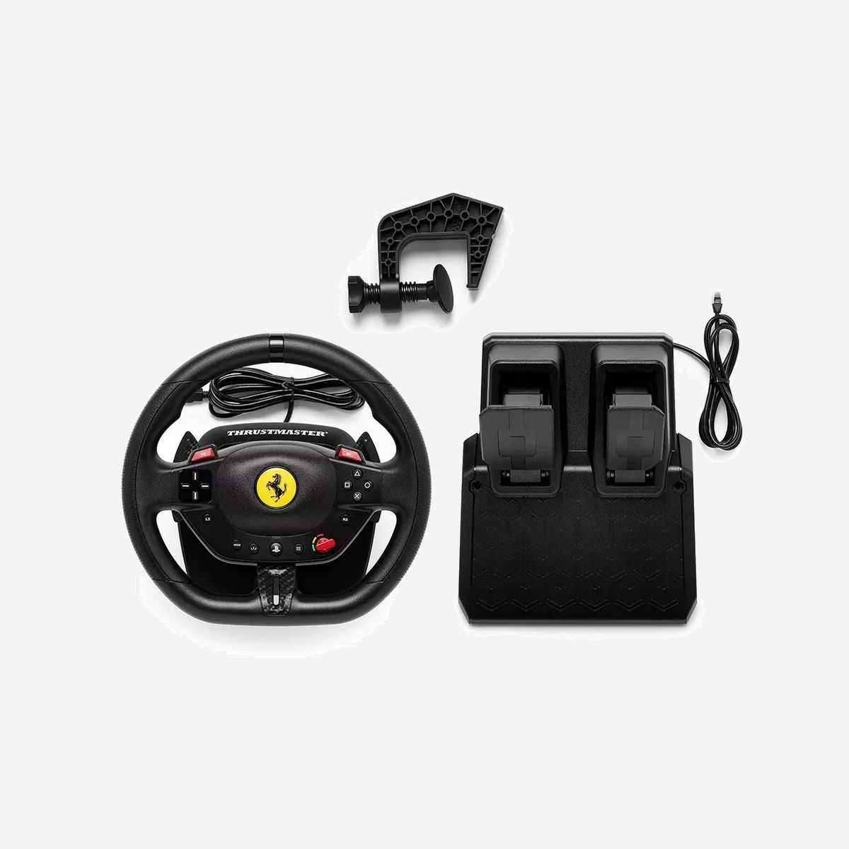 Thrustmaster T98-P FERRARI 296 GTB Volant + Pédales Analogique/Numérique PC, PS4, PS5, connectivité filaire, 255x245x250mm, 1.29kg - Thrustmaster T98-P FERRARI 296 GTB. Type d'appareil: Volant + pédales, Plates-formes de jeux prises en charge: PC, PlayStation 4, PlayStation 5, Touches de fonction de contrôle de jeux: Touche Options. Technologie de connectivité: Avec fil. Couleur du produit: Noir, Compatibilité: Forza Horizon 5 GRAN TURISMO™ 7 The Crew Motorfest EA SPORTS™ F1® 25 EA SPORTS™ WRC TEST.... Largeur: 255 mm, Profondeur: 245 mm, Hauteur: 250 mm