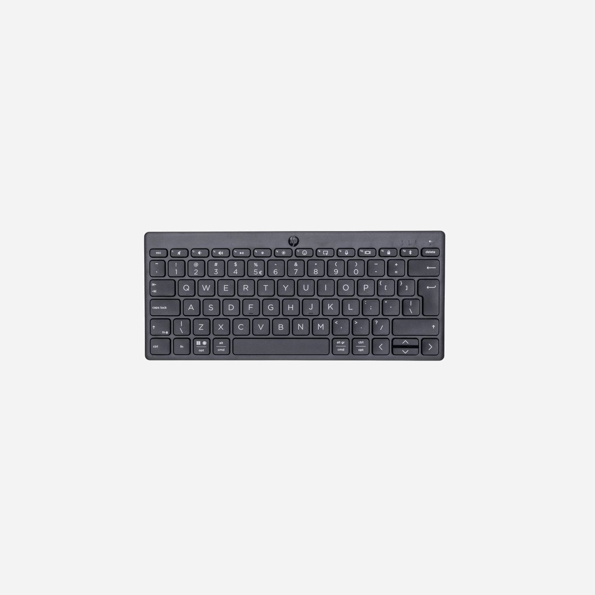 HP Clavier Bluetooth Multi-Périphériques Compact 350 (692S8AA#ABB) - QWERTY, Bluetooth 5.2, Portée 10m, Compatible Windows/macOS/ChromeOS/iPadOS, Autonomie 24 mois - Fait pour vous : compact, confortable, connecté<br>Gagnez en confort avec un clavier externe. Avec son design épuré et son confort premium, ce clavier offre une productivité optimale où que vous soyez. Avec sa connectivité multi-périphériques, c’est l’allié idéal pour votre ordinateur de bureau/portable, votre tablette ou votre smartphone. Glissez-le dans votre sacoche, votre sac à dos ou même votre sac à main, et bénéficiez d’un grand confort de frappe où que vous soyez.