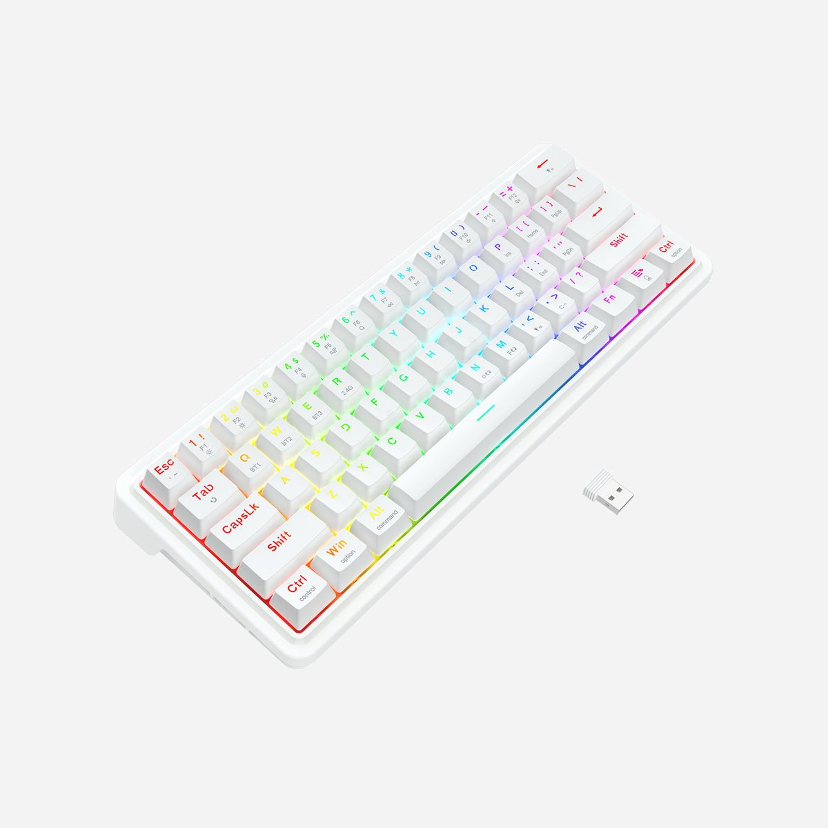 REDRAGON K730W-RGB-PRO Draconic V2 Clavier mécanique Blanc USB + RF Wireless + Bluetooth, Anti-ghosting, Windows/macOS/Linux, câble 1.5m, 309x119x40mm - REDRAGON K730W-RGB-PRO Draconic V2. Technologie de connectivité: Avec fil &sans fil, Interface de l'appareil: USB + RF Wireless + Bluetooth, Interrupteur à clé de clavier: Clavier mécanique. Longueur de câble: 1,5 m. Couleur du produit: Blanc