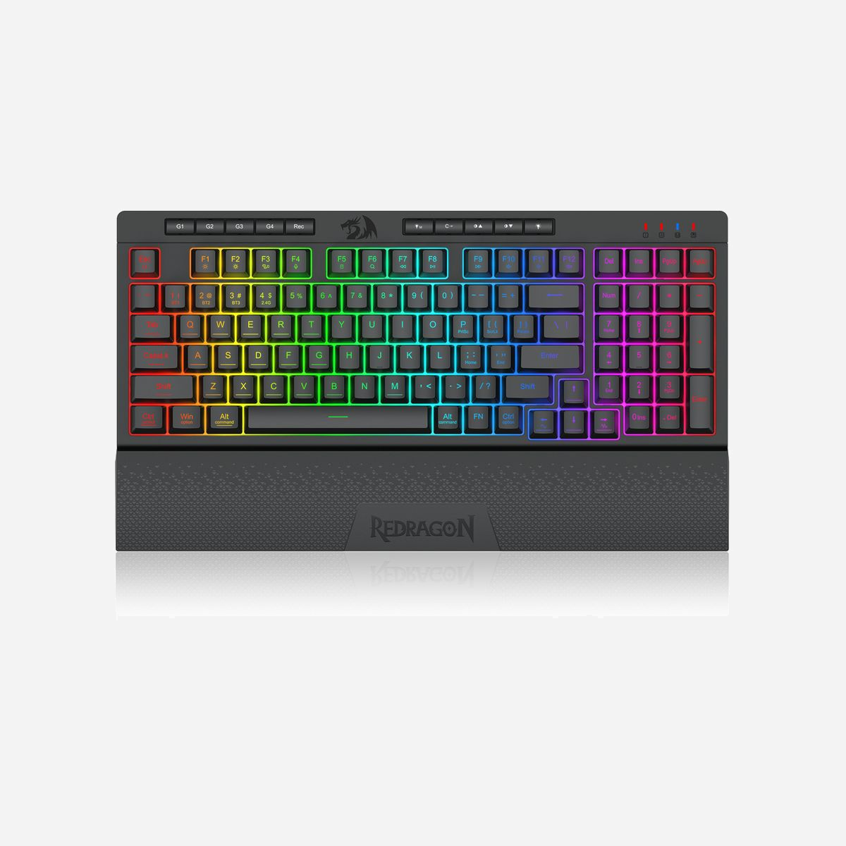REDRAGON K515RGB-PRO Clavier USB + RF Wireless + Bluetooth Noir, membrane, anti-ghosting, câble 1.5m, 383x156x40mm, compatible Windows/Mac/Linux - REDRAGON K515RGB-PRO. Technologie de connectivité: Avec fil &sans fil, Interface de l'appareil: USB + RF Wireless + Bluetooth, Interrupteur à clé de clavier: Clavier à membrane. Longueur de câble: 1,5 m. Couleur du produit: Noir