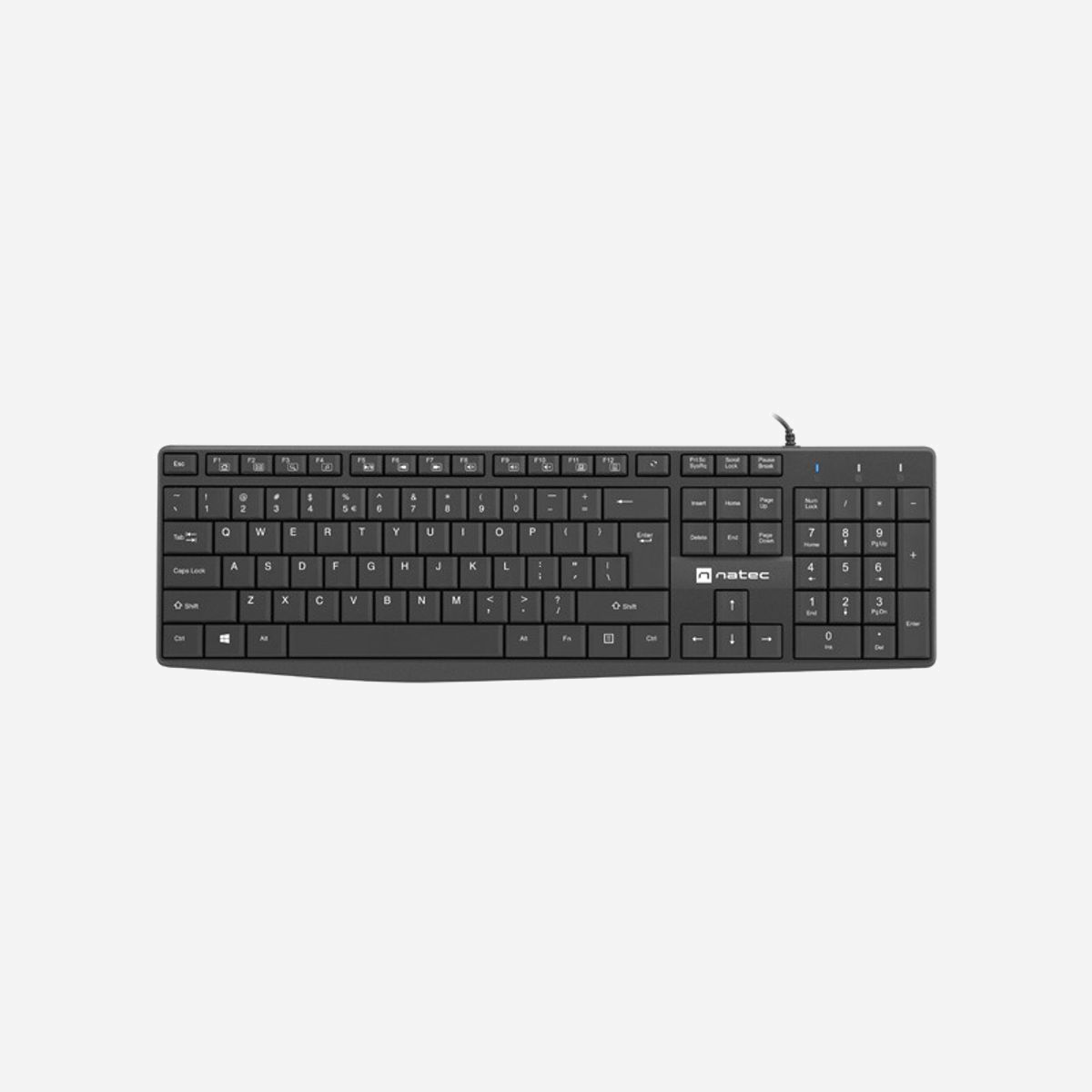Clavier NATEC NAUTILUS USB QWERTY US International Noir - Membrane, 105 touches, ABS, Longueur câble 1.8m, Compatible Windows/Linux/Android - NATEC NAUTILUS. Facteur de forme du clavier: Taille réelle (100 %), Technologie de connectivité: Avec fil, Interface de l'appareil: USB, Interrupteur à clé de clavier: Clavier à membrane, Disposition des touches du clavier: QWERTY, Nombre de touches du clavier: 105. Longueur de câble: 1,8 m. Utilisation recommandée: maison/bureau. Couleur du produit: Noir