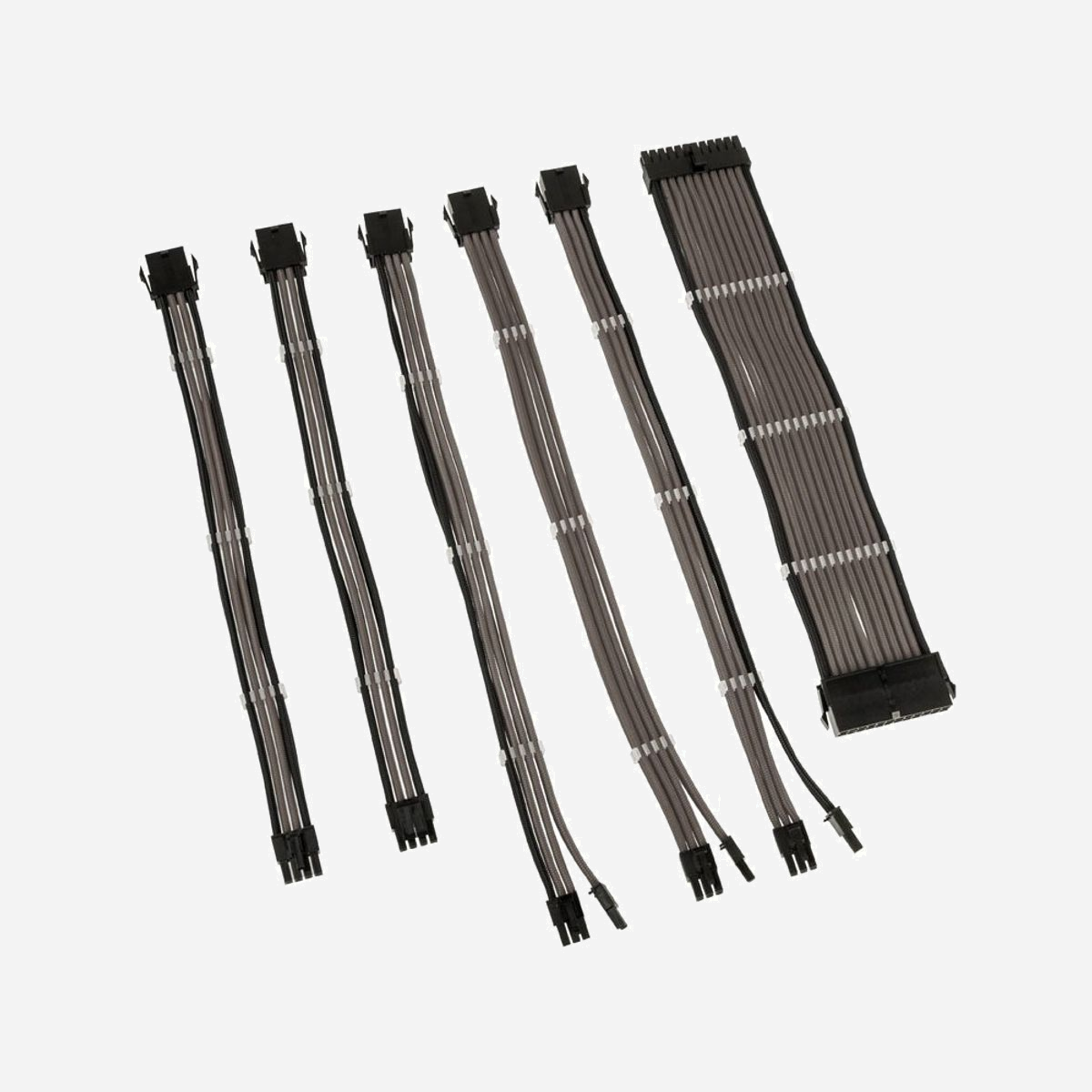 Kit Kolink COREADEPT-EK-GMT : câbles d'alimentation internes, Longueur 0.35m, 1x 20+4pin (300mm), 1x 8pin (300mm), 1x 4+4pin (300mm), 3x 6+2pin (350mm), AWG16, PET, Cuivre - Kolink COREADEPT-EK-GMT. Longueur de câble: 0,35 m, Genre de connecteur 1: Mâle, Genre de connecteur 2: Femelle. Quantité: 6 pièce(s), Contenu de l'emballage: 1 x 20+4pin cable (300mm) 1 x 8pin cable (300mm) 1 x 4+4pin cable (300mm) 3 x 6+2pin cables (350mm). Matériau du manteau: Polyéthylène téréphthalate (PET), Matériau conducteur: Cuivre