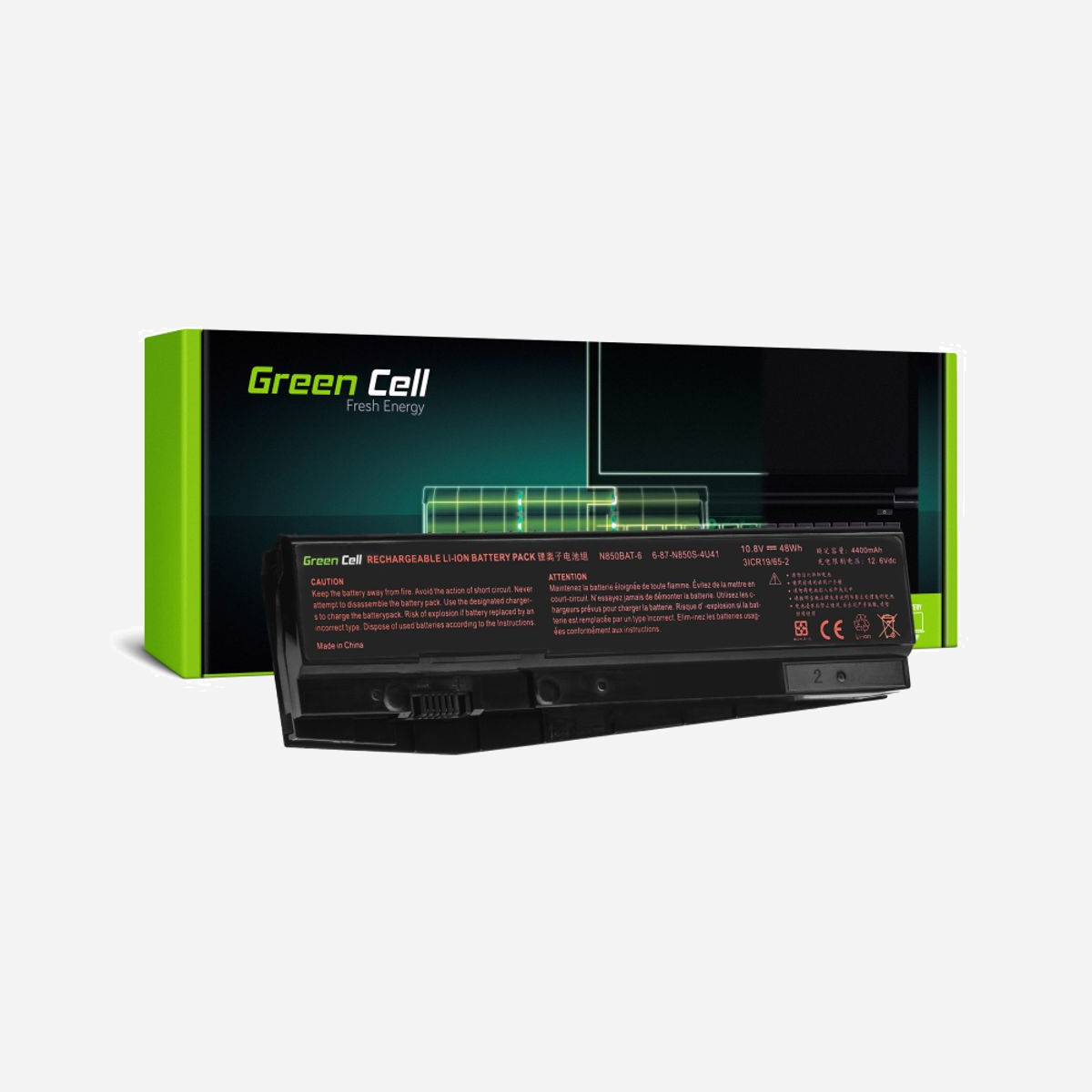 Green Cell Batterie CL02 Li-Ion 4400mAh 10.8V 6 cellules pour Clevo N850BAT-6, N850 N855 N857 N870 N871 N875, Hyperbook N85 N85S N87 N87S - Green Cell CL02. Type: Batterie, Compatibilité de marque: Clevo, Compatibilité: N850BAT-6 for Clevo N850 N855 N857 N870 N871 N875 Hyperbook N85 N85S N87 N87S