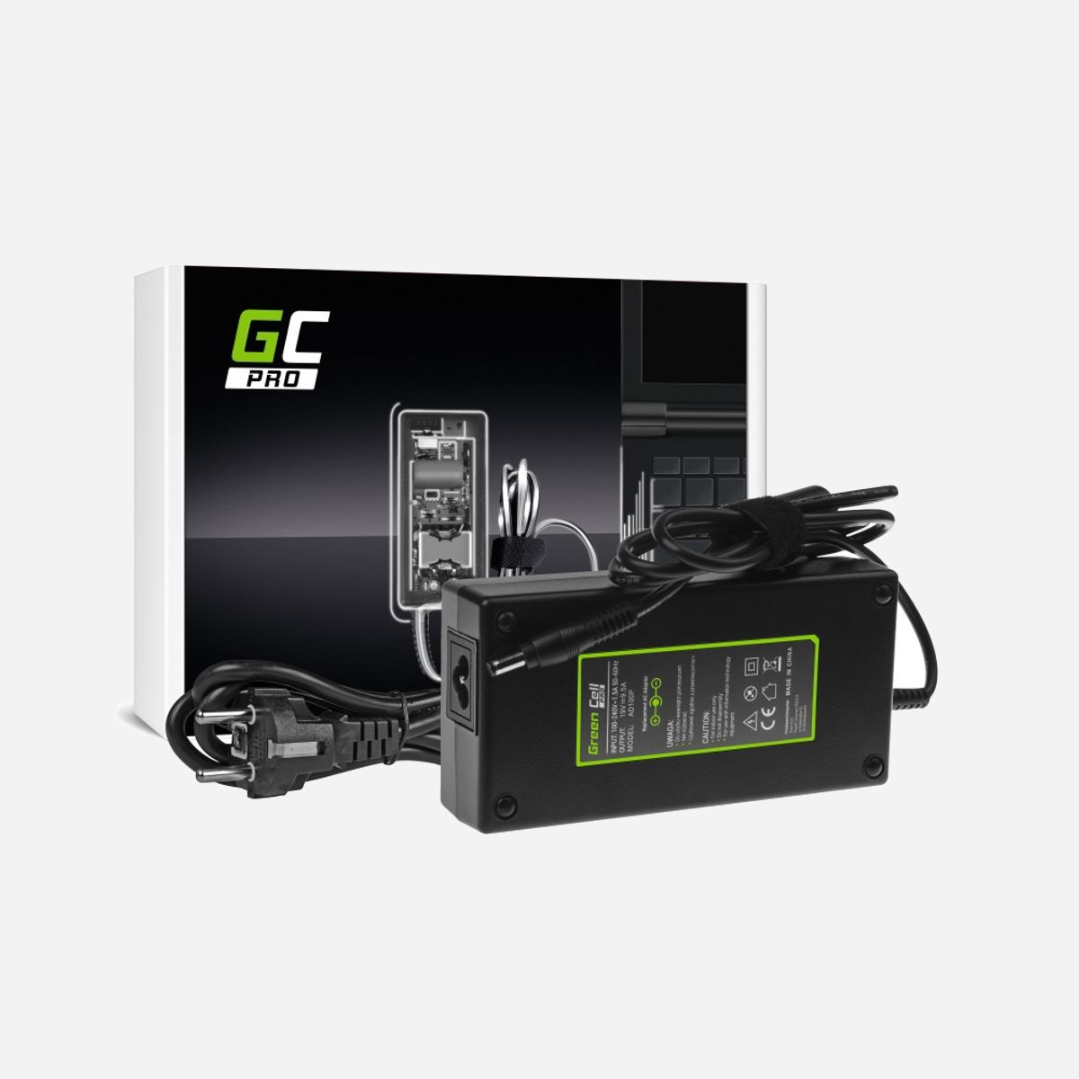 Green Cell AD100P Adaptateur Secteur Interne 180W 100-240V CA vers CC 19V/9.5A pour Ordinateur Portable MSI & Asus (GT60, G75, etc.) - Green Cell AD100P. Utilité: Ordinateur portable, Type d'alimentation d'énergie: Intérieure, Tension d'entrée: 100 - 240 V. Couleur du produit: Noir. Longueur de câble: 1,2 m, Largeur: 168 mm, Profondeur: 83 mm. Type d'emballage: Boîte. Quantité: 1 pièce(s), Câbles inclus: Secteur