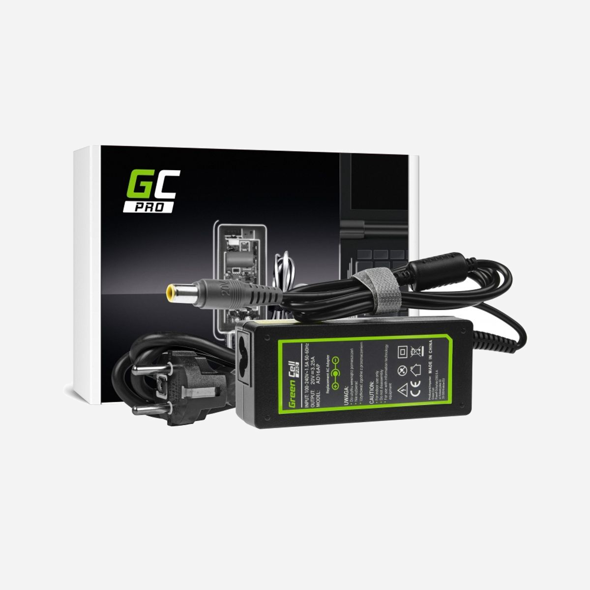 Green Cell AD16AP - Adaptateur Secteur 65W pour Ordinateur Portable Lenovo (Compatibilité étendue). Entrée 100-240V, Sortie 20V 3.25A, Protection Surtension/Surchauffe/Court-circuit. Câble secteur inclus. - Green Cell AD16AP. Utilité: Ordinateur portable, Type d'alimentation d'énergie: Intérieure, Tension d'entrée: 100 - 240 V. Couleur du produit: Noir. Longueur de câble: 1,2 m, Largeur: 109 mm, Profondeur: 47 mm. Type d'emballage: Boîte. Quantité: 1 pièce(s), Câbles inclus: Secteur