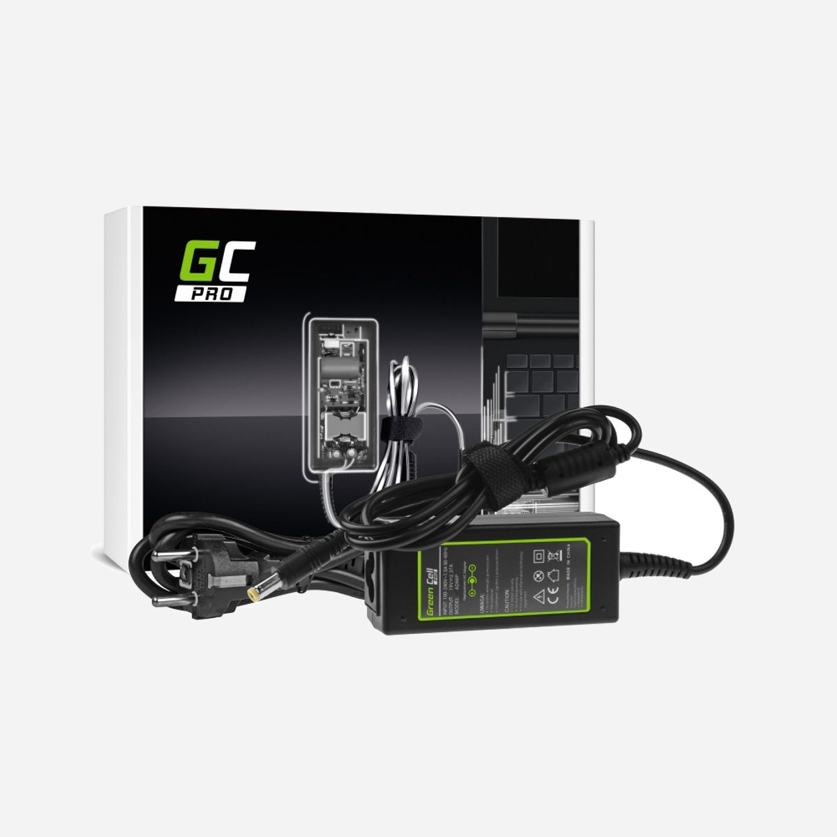 Green Cell AD66P Alimentation Intérieure 45W 19V 2.37A Noir, pour Ordinateur Portable Acer Aspire, Protections Surtension/Court-circuit, 90x38x27mm - Green Cell AD66P. Utilité: Ordinateur portable, Type d'alimentation d'énergie: Intérieure, Puissance de sortie: 45 W. Couleur du produit: Noir. Certificats de conformité: RoHS, Certification: CE. Largeur: 90 mm, Profondeur: 38 mm, Hauteur: 27 mm. Quantité: 1 pièce(s)