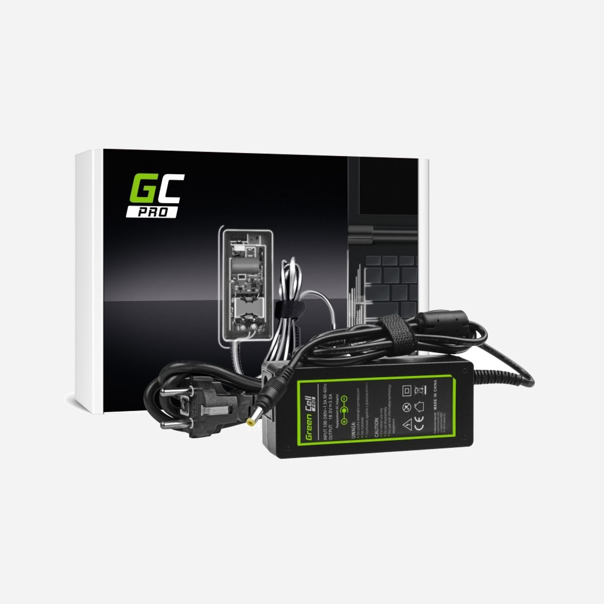 Green Cell AD11P Adaptateur Secteur Universel 65W pour Ordinateur Portable HP (Pavilion/Compaq) 18.5V 3.5A 100-240V Protection Surtension/Surchauffe/Court-circuit - Green Cell AD11P. Utilité: Ordinateur portable, Type d'alimentation d'énergie: Intérieure, Tension d'entrée: 100 - 240 V. Couleur du produit: Noir. Longueur de câble: 1,2 m, Largeur: 109 mm, Profondeur: 47 mm. Type d'emballage: Boîte. Quantité: 1 pièce(s), Câbles inclus: Secteur