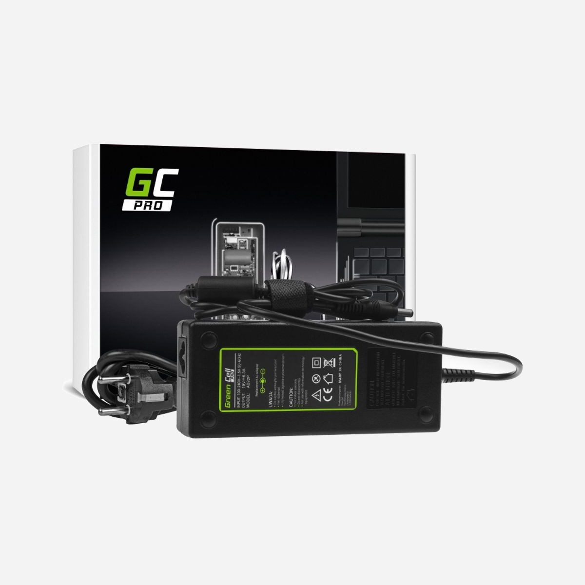 Green Cell AD22P Adaptateur Secteur 120W 100-240V CA vers CC 19V 6.3A Noir, Protections Surtension/Surchauffe/Court-circuit, Compatibilité ASUS/MSI - Green Cell AD22P. Utilité: Ordinateur portable, Type d'alimentation d'énergie: Intérieure, Tension d'entrée: 100 - 240 V. Couleur du produit: Noir. Largeur: 153 mm, Profondeur: 65 mm, Hauteur: 37 mm. Type d'emballage: Boîte. Quantité: 1 pièce(s), Câbles inclus: Secteur