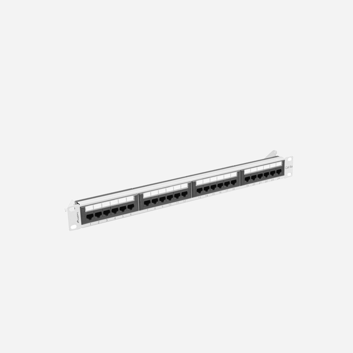 Lanberg PPUA-1024-S Baie de Branchement 1U 24 Ports Cat6a U/UTP (UTP) Gris, ABS/Métal, Montage Rack 1U, Dimensions 445x44,5x102mm, 700g - Lanberg PPUA-1024-S. Types de câbles soutenus: Cat6a, Blindage du câble: U/UTP (UTP). Couleur du produit: Gris, Matériel: ABS, Métal, Montage: Montage de rack. Largeur: 445 mm, Hauteur: 44,5 mm, Profondeur: 102 mm