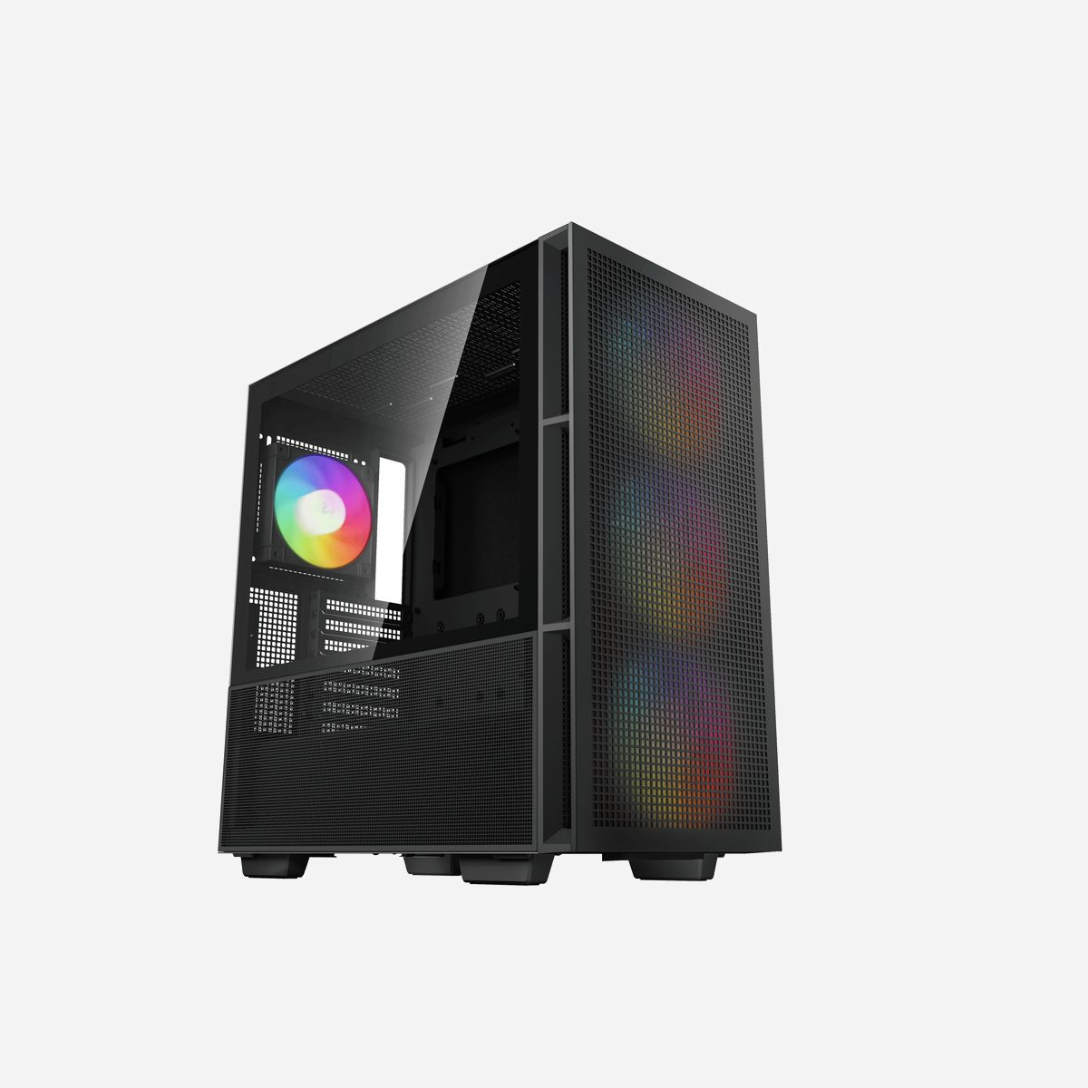 DeepCool CH560 Noir : Boîtier PC Midi Tower, ATX/EATX/microATX/Mini-ITX, 3x140mm avant, 1x120mm arrière, USB 3.2 Gen 1 Type-A & Type-C, Acier/Verre Trempé - DeepCool CH560. Format: Midi Tower, Type: PC, Couleur du produit: Noir. Emplacement d'alimentation: Bas, Facteurs de forme d'alimentation pris en charge: ATX, PS2. Ventilateurs installés avant: 3x 140 mm, Prise en charge des diamètres des ventilateurs avants: 140,120 mm, Ventilateurs arrières installés: 1x 120 mm. Tailles de disques durs supportées: 2.5,3.5". Largeur: 230 mm, Profondeur: 458 mm, Hauteur: 471 mm