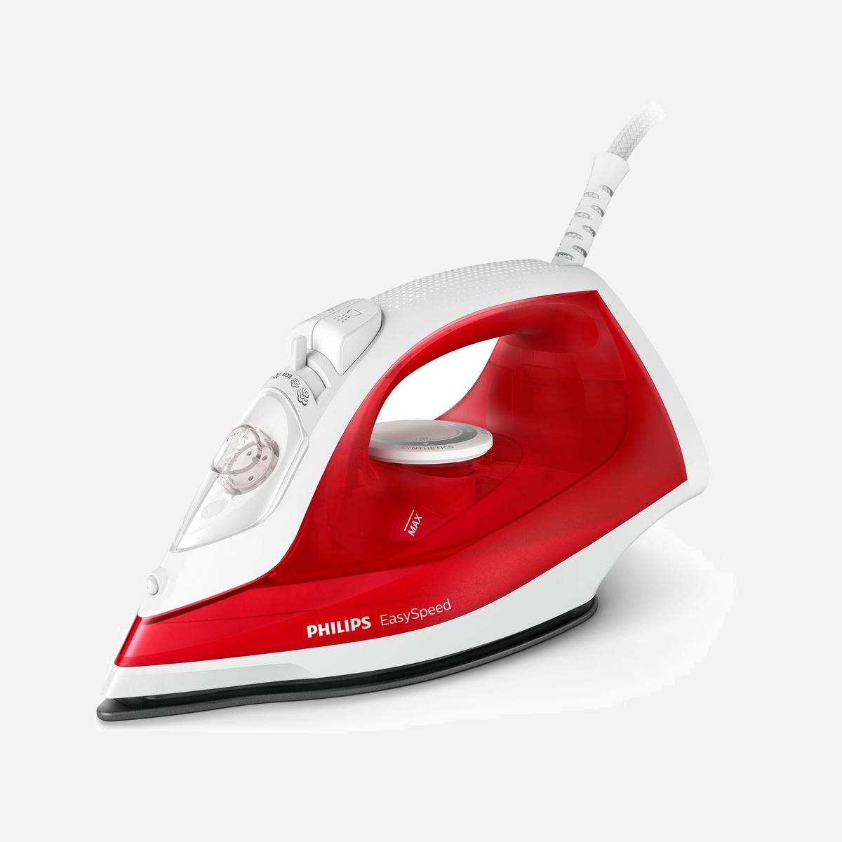 Fer à repasser vapeur Philips EasySpeed GC1742/40, 2000W, semelle anti-adhérente, vapeur continue, jet 90g/min, réservoir 0.22L, anti-calc, câble 1.9m - <b>4 réglages de vapeur pour de meilleurs résultats</b><br><br><br><b>Facile et efficace</b><br>Le fer à repasser EasySpeed rend le repassage facile et efficace, grâce à sa production de vapeur abondante pour l'élimination des faux plis tenaces, à sa semelle antiadhésive pour une glisse optimale sur tous les tissus, et à sa fonction anticalcaire Calc Clean pour des performances durables.