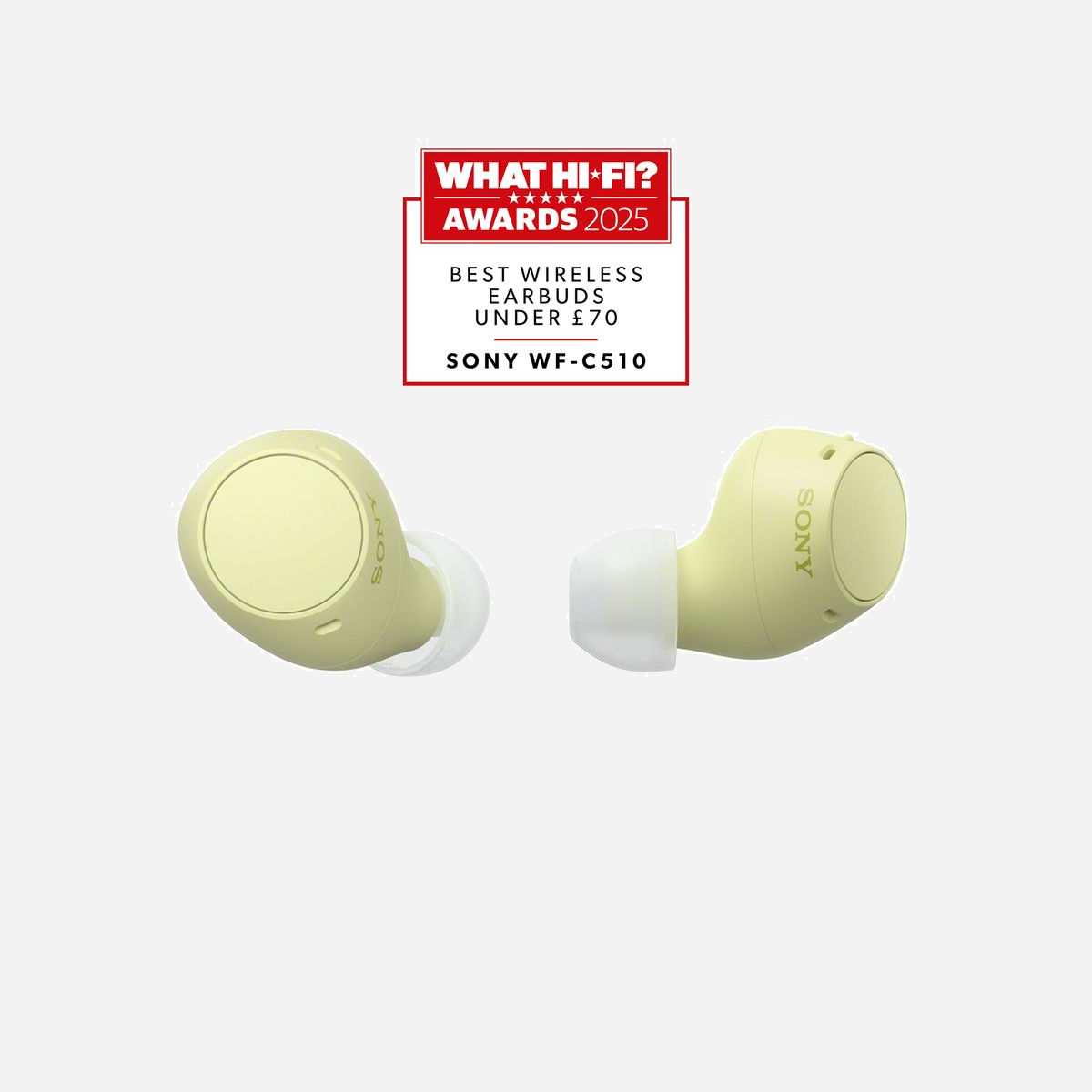Sony WF-C510 Jaune - Écouteurs True Wireless Stereo (TWS) Bluetooth 5.3, Portée 10m, IPX4, Autonomie 11h, Microphone intégré - Sony WF-C510. Type de produit: Casque. Technologie de connectivité: True Wireless Stereo (TWS), Bluetooth. Utilisation recommandée: Appels/Musique/Sport/Au quotidien. Portée du routeur sans fil: 10 m. Poids: 31 g. Couleur du produit: Jaune