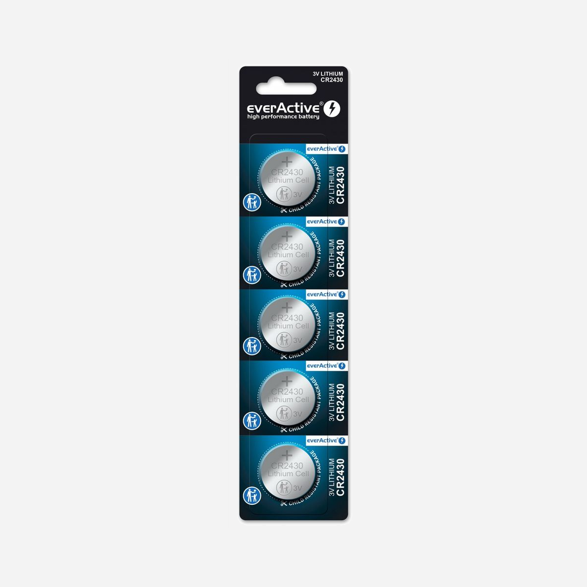 Everactive CR24305BL Lot de 5 Piles Lithium CR2430 3V Usage Unique, Diamètre 24.5mm, Hauteur 3mm, Autonomie 10 ans - Everactive CR24305BL. Type de batterie: Batterie à usage unique, Taille(s) de la batterie: CR2430, Technologie batterie: Lithium. Hauteur: 3 mm, Diamètre: 2,45 cm