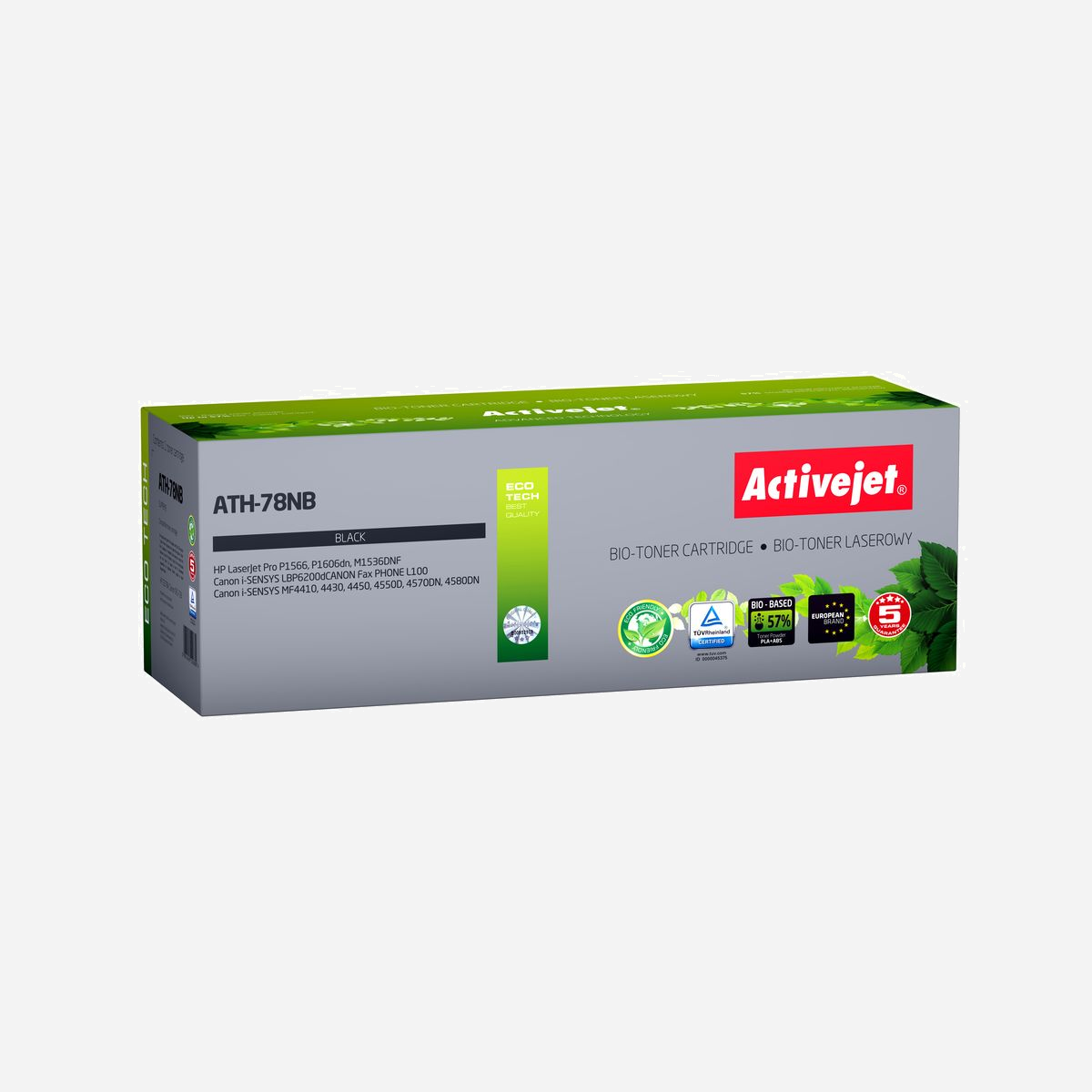 Activejet BIO Toner ATH-78NB-BIO Noir Compatible HP/Canon (Remplace HP 78A CE278A, Canon CRG-728) 2500 pages - Technologie d'impression Laser - Certifié ISO - Activejet BIO Toner ATH-78NB pour imprimantes HP, Canon, Remplacement HP 78A CE278A, Canon CRG-728; Suprême; 2500 pages; noir.. Rendement par page de toner noir: 2500 pages, Couleurs d'impression: Noir, Quantité: 1 pièce(s)
