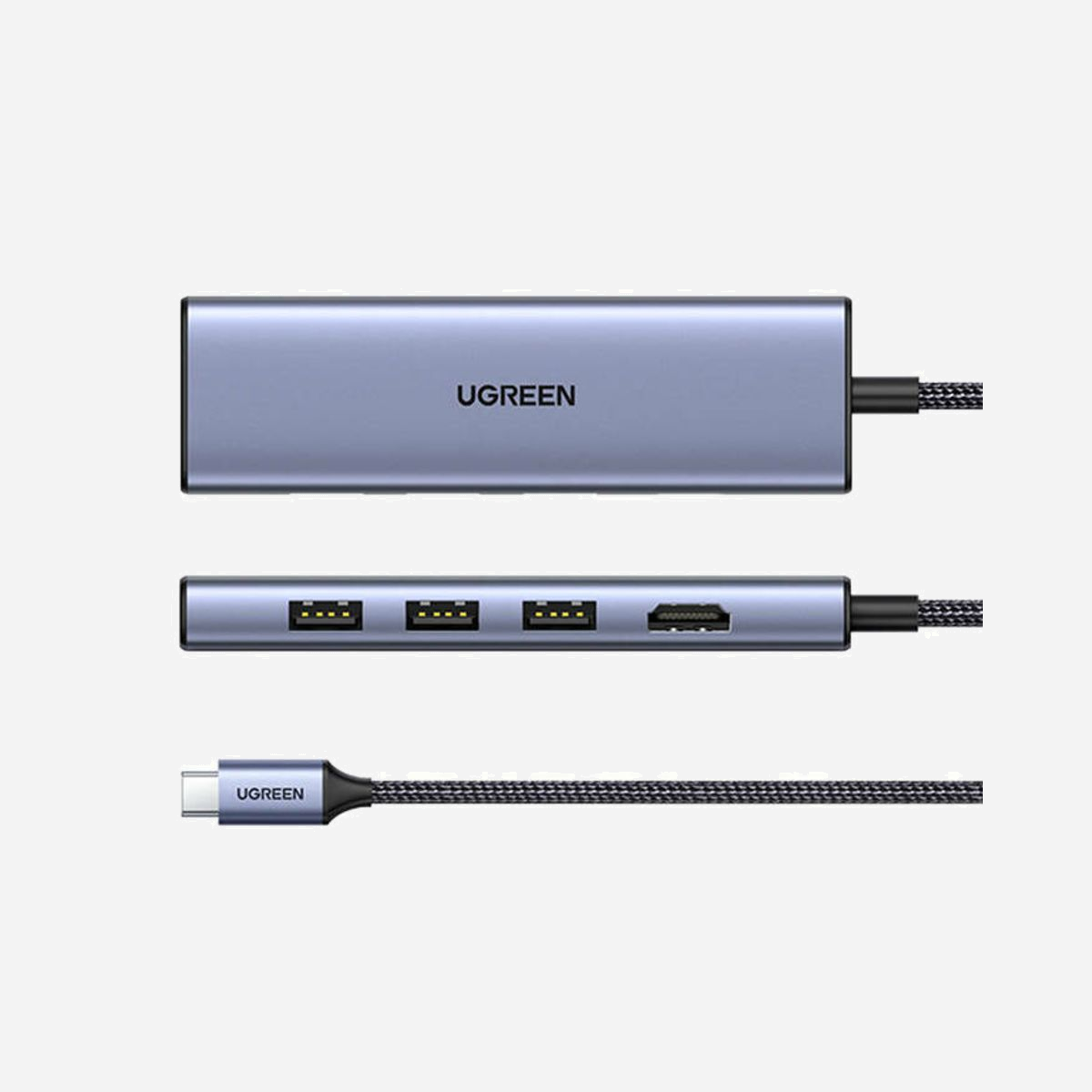 Ugreen 20956A Hub USB Type-C 5000 Mbit/s Argent - 3x USB 3.0, 1x HDMI (3840x2160), Lecteur Cartes SD/MicroSD, Compatible Windows/macOS/Linux - Ugreen 20956A. Interface de l'hôte: USB Type-C, Interfaces Hub: HDMI, USB 3.0. Taux de transfert de données: 5000 Mbit/s, Résolutions graphiques prises en charge: 3840 x 2160, Couleur du produit: Argent. Prise en charge du système d'exploitation Mac: MacOS. Quantité: 1 pièce(s)