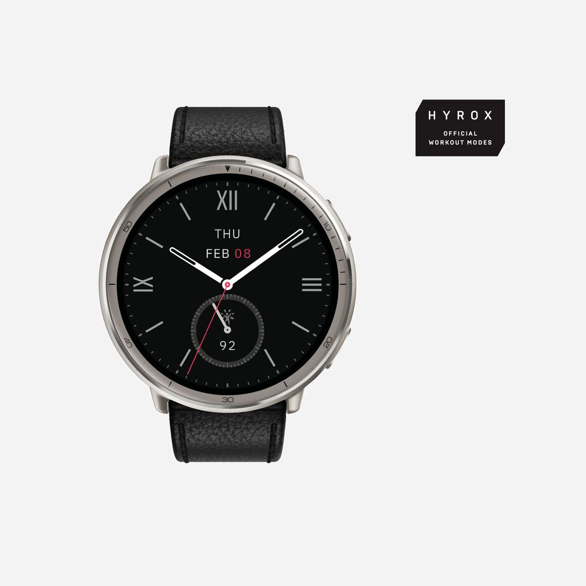 Amazfit W2433EU1N - Smartwatch AMOLED 1.32" 466x466px Tactile, Bracelet Cuir Noir, Boîtier Argent, Zepp OS, Bluetooth 5.2, Batterie 270mAh - Amazfit W2433EU1N. Taille de l'écran: 3,35 cm (1.32"), Technologie d'affichage: AMOLED, Résolution de l'écran: 466 x 466 pixels, Écran tactile. Capacité de la batterie: 270 mAh. Poids: 29,5 g. Matière de la bande: Cuir, Couleur du bracelet: Noir. Système d'exploitation installé: Zepp OS