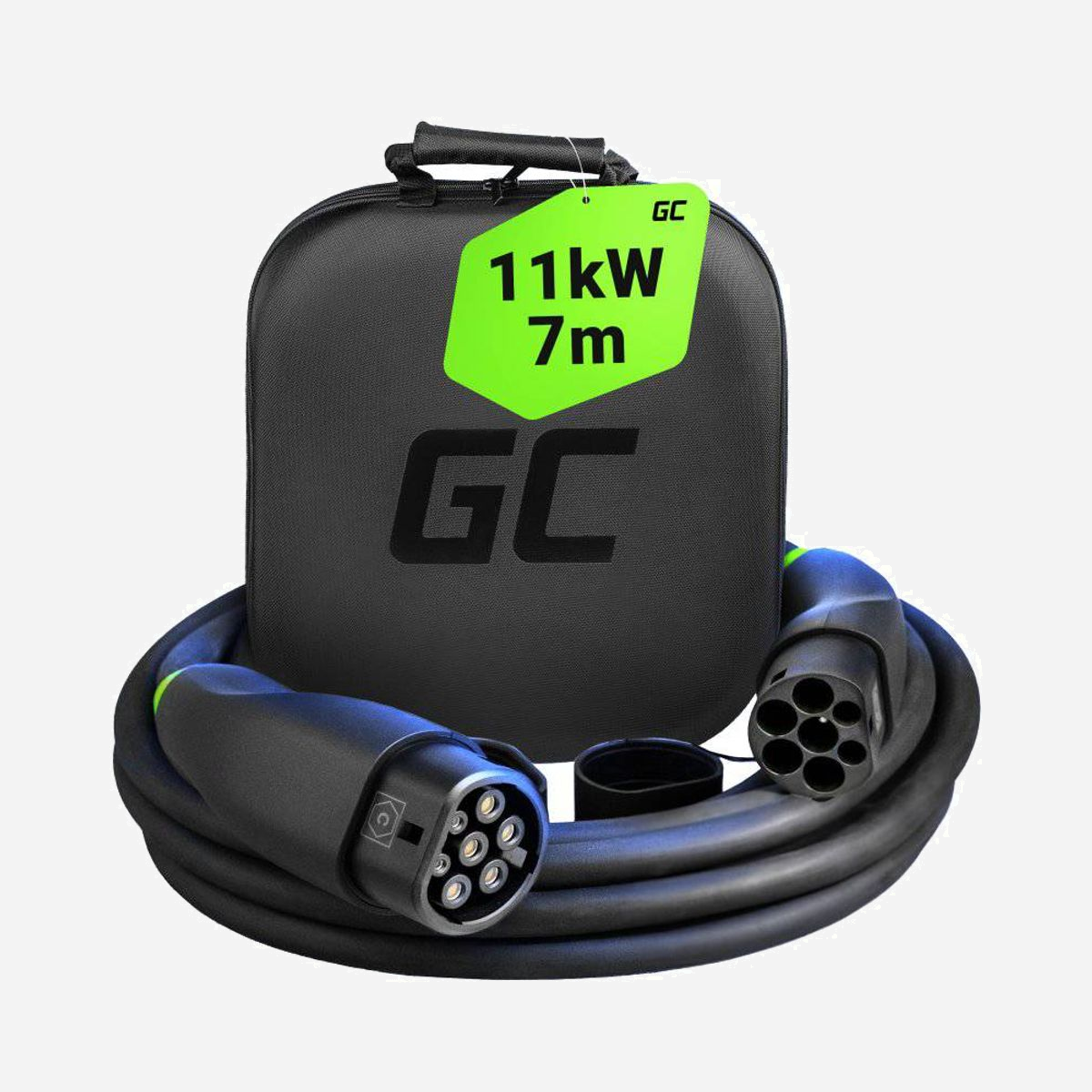 Green Cell GC-EVKABGC04 : Câble de Charge Type 2 pour Véhicules Électriques, Conforme IEC 61851/62196 (TÜV Rheinland), IP54, 10000 Cycles, Étui Inclus. - Snap est un câble de charge de type 2 compatible avec tous les véhicules électriques, hybrides enfichables et stations de charge en Europe. Nous l'avons développé en collaboration avec les utilisateurs de véhicules électriques et nous sommes certains qu'il est unique en son genre. Testé en profondeur - conformité totale aux normes IEC 61851 et IEC 62196 confirmée par le TÜV Rheinland. Étanche à la poussière et à l'eau conformément à la norme IP54. Longue durée de vie - aucun signe d'usure des connecteurs après 10 000 cycles. Etui Premium fourni - un étui de haute qualité dans lequel le câble et d'autres accessoires de charge peuvent être rangés. Cela aidera à organiser l'espace et à éviter la saleté dans votre voiture. Le câble GC est compatible avec toutes les voitures électriques et hybrides équipés d'une fiche type 2, dont Tesla Model 3 / S / X / y, BMW i3, i4, i7, IX, VW ID.3, ID.4, ID.5, ID.Buzz, Audi Q4 / Q8 E-tron, Kia EV6, Hyundai IONIQ 5, Ford Mach-E.<br>Ce texte a été traduit par une machine.