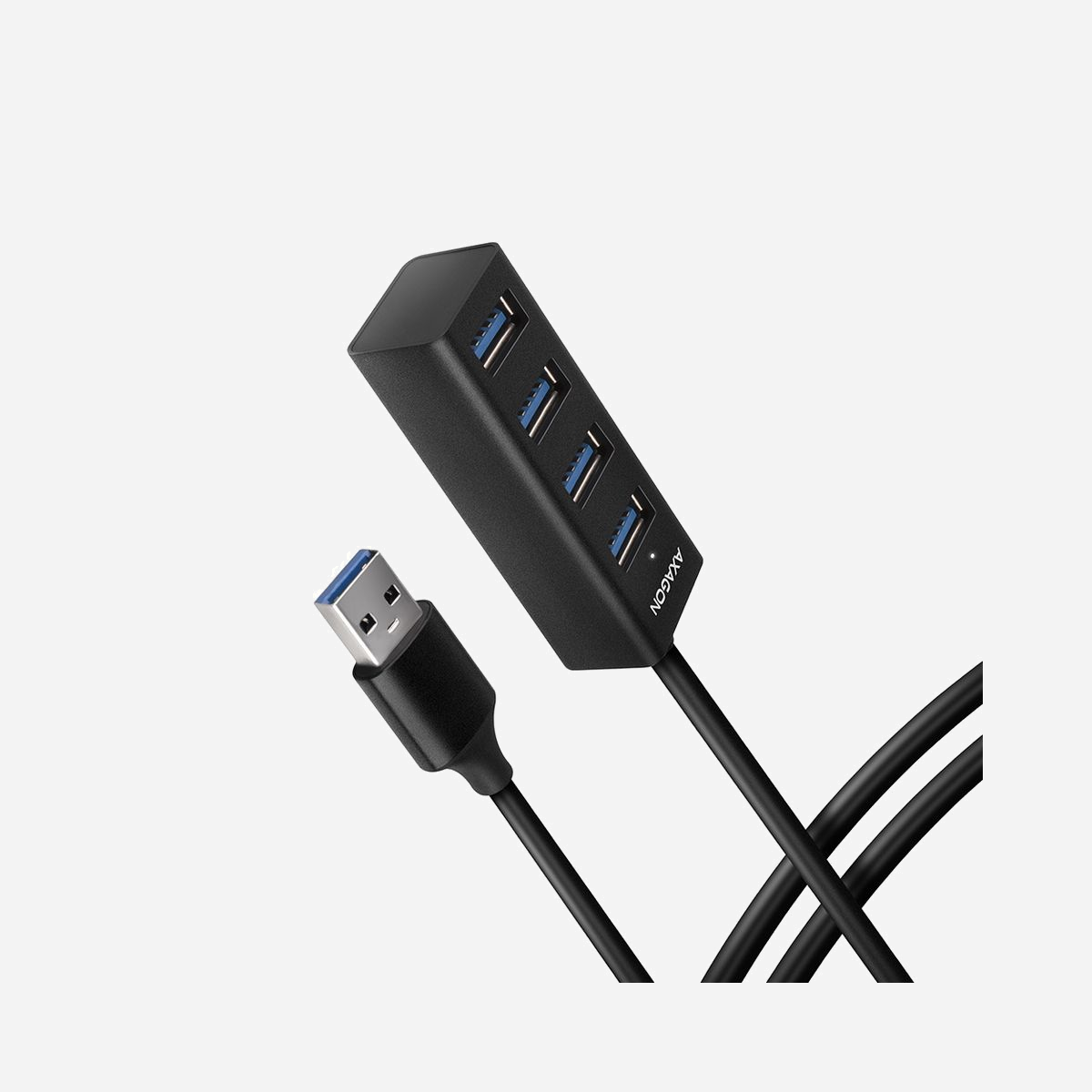 Axagon HUE-M1AL Hub USB 3.2 Gen 1 Type-A Aluminium Noir - 4 Ports USB 3.2 Gen 1 Type-A - Taux de transfert 5000 Mbit/s - Compatible Windows/macOS/Linux/Android/iOS - Axagon HUE-M1AL. Interface de l'hôte: USB 3.2 Gen 1 (3.1 Gen 1) Type-A, Interfaces Hub: USB 3.2 Gen 1 (3.1 Gen 1) Type-A. Taux de transfert de données: 5000 Mbit/s, Couleur du produit: Noir, Matériau du boîtier/corps: Aluminium. Type d'alimentation d'énergie: USB. Prise en charge du système d'exploitation Windows: Windows 10, Windows 11, Windows 7, Windows 8, Windows 8.1, Prise en charge du système d'exploitation Mac: Mac OS X 10.10 Yosemite, Mac OS X 10.11 El Capitan, Mac OS X 10.12 Sierra, Mac OS X 10.13 High..., Prise en charge du système d'exploitation serveur: Windows Server 2003, Windows Server 2008, Windows Server 2012, Windows Server 2016, Windows Server.... Largeur: 70 mm, Profondeur: 18 mm, Hauteur: 24 mm