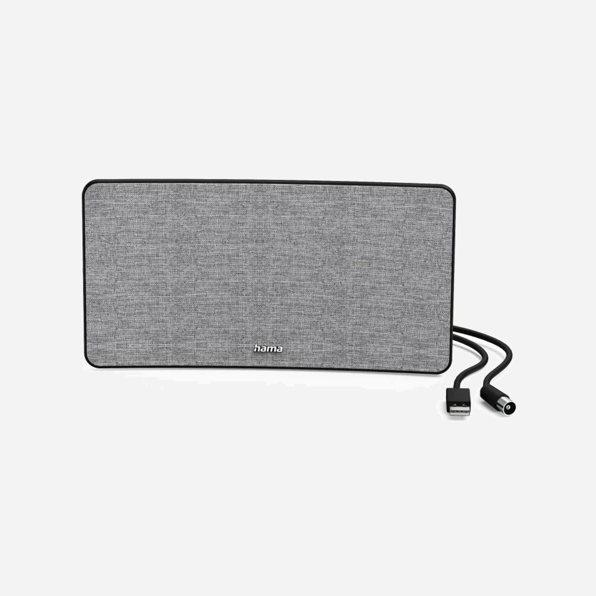 Antenne TV Intérieure Hama Fabric Design 470-690MHz DVB-T/T2, Filtre LTE/GSM, Câble 2m, Alimentation USB, Dimensions 230x130x30mm, Noir/Gris - Hama Fabric Design. Positionnement: Intérieure, Couleur du produit: Noir, Gris, Longueur du câble d'antenne: 2 m. Type de source d'alimentation: USB. Largeur: 230 mm, Profondeur: 30 mm, Hauteur: 130 mm. Quantité: 1 pièce(s)
