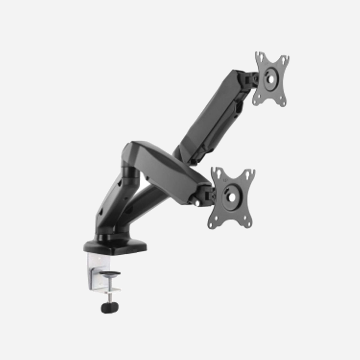 Support Bureau ART L-16GD-GAZ Double Écran 13"-27" (33-68.6cm) 6.5kg VESA 75/100mm Inclinaison -45°/+90° Rotation 360° Noir Montage Pince/Boulon - ART L-16GD. Montage: Pince/boulon, Capacité de charge maximale: 6,5 kg, Taille minimale de l'écran: 33 cm (13"), Taille maximale de l’écran: 68,6 cm (27"), Compatibilité interface de montage (min): 75 x 75 mm, Compatibilité interface de montage (max): 100 x 100 mm. Angle d'inclinaison: -45 - 90°. Couleur du produit: Noir