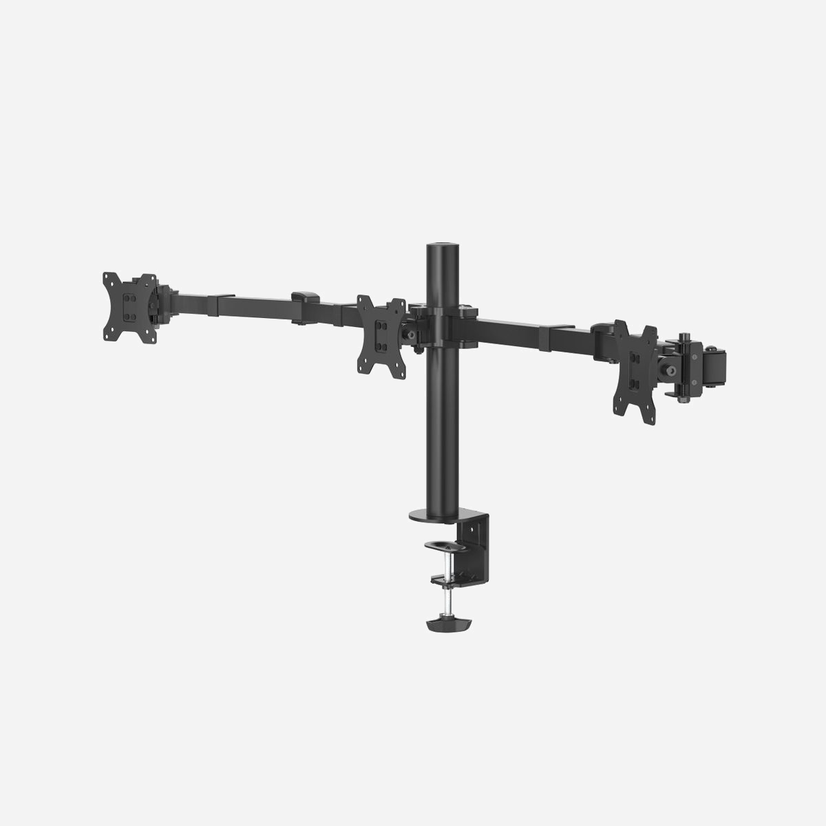 Support écran bureau Hama 00118495 pour 3 écrans 10"-27" (25.4-68.6cm), VESA 75x75/100x100, Pince, Inclinaison +/-25°, Rotation 180°, Hauteur réglable, Noir - Hama 00118495. Montage: Pince, Taille minimale de l'écran: 25,4 cm (10"), Taille maximale de l’écran: 68,6 cm (27"), Compatibilité interface de montage (min): 75 x 75 mm, Compatibilité interface de montage (max): 100 x 100 mm. Réglage de la hauteur, Angle d'inclinaison: 25 - -25°. Couleur du produit: Noir