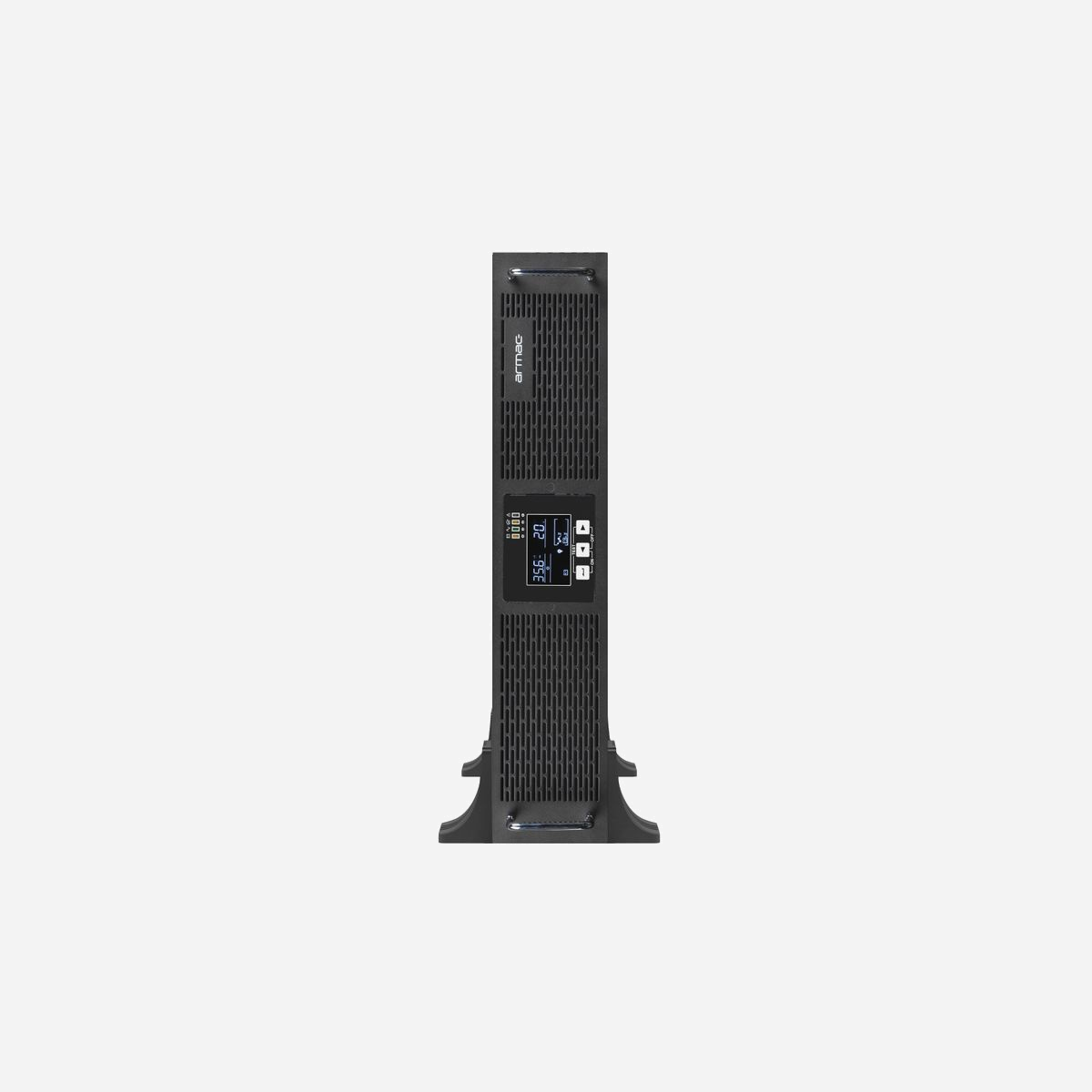 Armac R/2000I/PF1 UPS Interactif 2kVA/2000W 8 prises C13 Rack 2U avec USB, RS-232, Batterie Plomb-Acide 12V/9Ah, Sinusoïde pur, 110-300V entrée - Armac R/2000I/PF1. Topologie UPS: Interactivité de ligne, capacité de la puissance de sortie: 2 kVA, Puissance de sortie: 2000 W. Types de sortie AC: Coupleur C13, Nombre de prises en sortie: 8 sortie(s) CA, Type de port USB: USB Type-B. Technologie batterie: Plomb-Acide, Capacité de la batterie: 9 Ah, Tension des piles: 12 V. Format: A mettre sur rack, Couleur du produit: Noir, Capacité du rack: 2U. Largeur: 505 mm, Profondeur: 438 mm, Hauteur: 88 mm