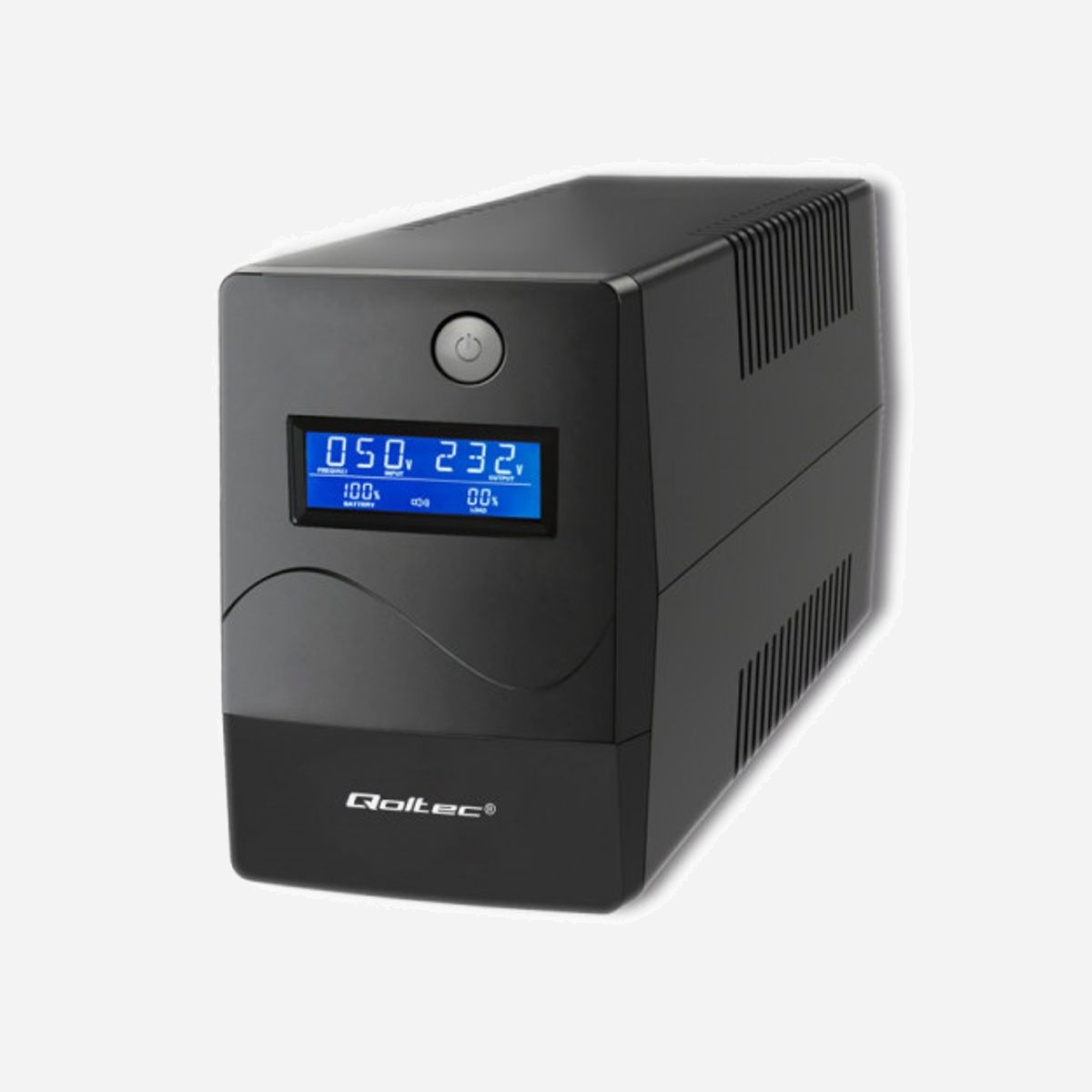 Qoltec Monolith UPS 1kVA Double-Conversion (Online) 600W, 2 Prises Type F, USB Type-B, Tension d'entrée 140-300V, Fréquence 50/60Hz - Qoltec Monolith. Topologie UPS: Double-conversion (en ligne), capacité de la puissance de sortie: 1 kVA, Puissance de sortie: 600 W. Types de sortie AC: Type F, Nombre de prises en sortie: 2 sortie(s) CA, Type de port USB: USB Type-B. Capacité de la batterie: 9 Ah, Tension des piles: 12 V. Format: Compact, Couleur du produit: Noir, Type de refroidissement: Passif. Largeur: 100 mm, Profondeur: 286 mm, Hauteur: 144 mm