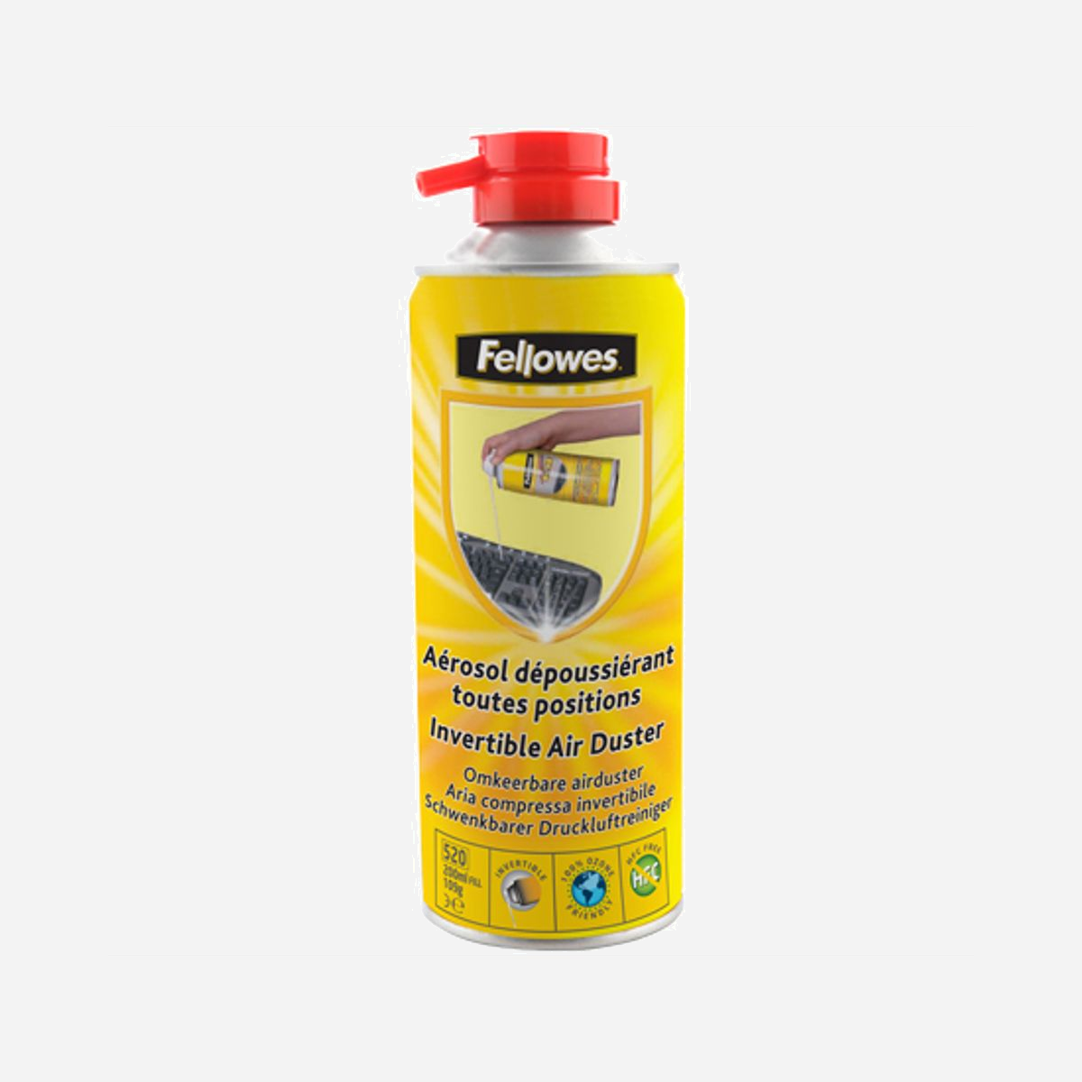 Fellowes 9974804 Nettoyeur Air Comprimé 520/200ml pour Équipement Électronique, Accès Endroits Difficiles, 200g, Jaune, Dimensions 188x64x64mm - Fellowes 9974804. Type de produit: Nettoyeur à air comprimé pour équipement électronique, Usage adapté: Endroits difficiles à atteindre, Couleur du produit: Jaune. Poids: 200 g. Quantité: 1 pièce(s). Dimensions du colis (LxPxH): 188 x 64 x 64 mm. Caractéristiques: 520 / 200ml