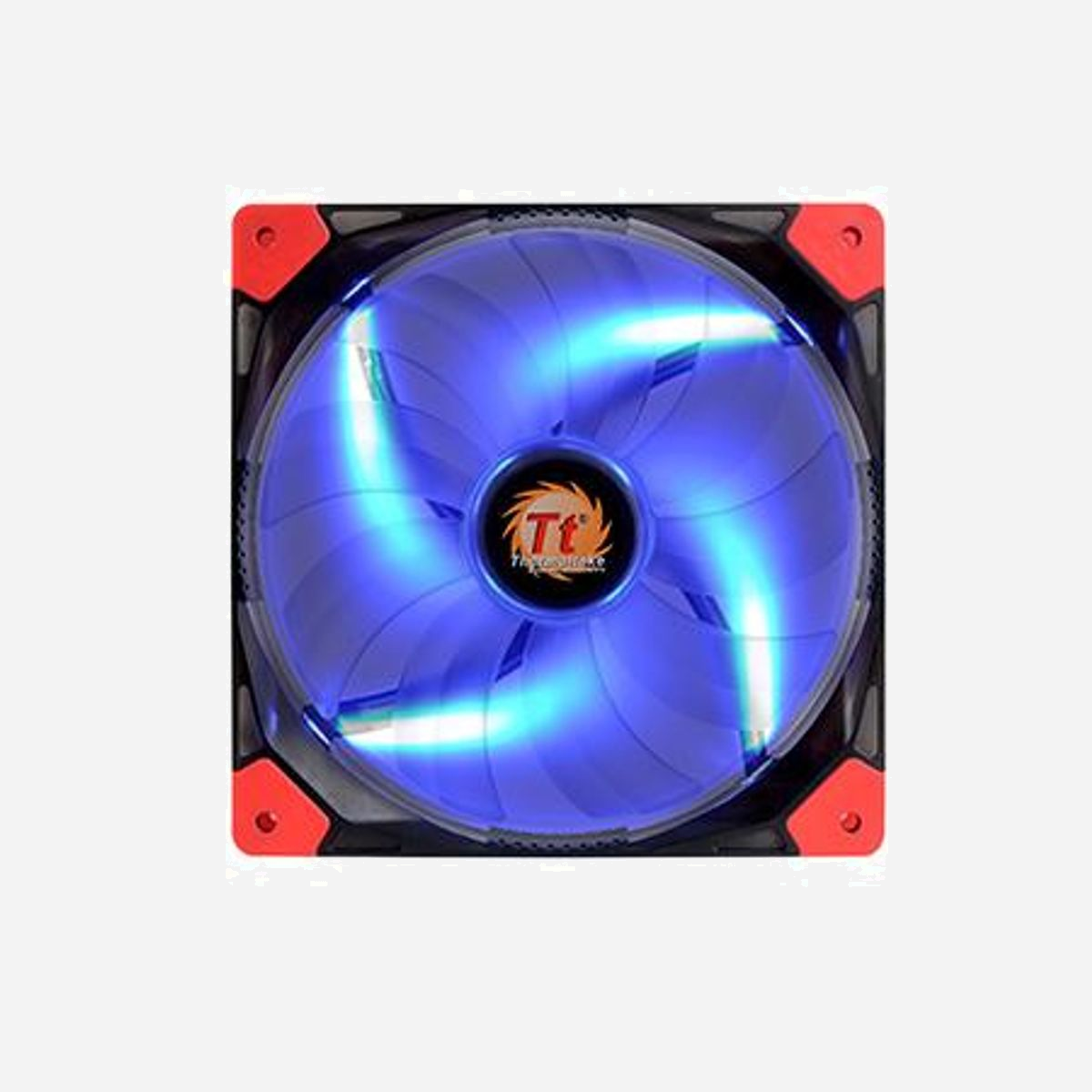 Thermaltake Luna 14 Ventilateur 140mm Noir/Rouge, 1000 RPM, 60.55 CFM, 21.8 dB(A), LED Bleue, 0.87 mmH2O, 140x140x25mm - Thermaltake Luna 14. Type: Ventilateur, Diamètre du ventilateur: 14 cm, Vitesse de rotation (max): 1000 tr/min, Pression d'air maximale: 0,87 mmH2O. Largeur: 140 mm, Profondeur: 140 mm, Hauteur: 25 mm. Couleur du produit: Noir, Rouge