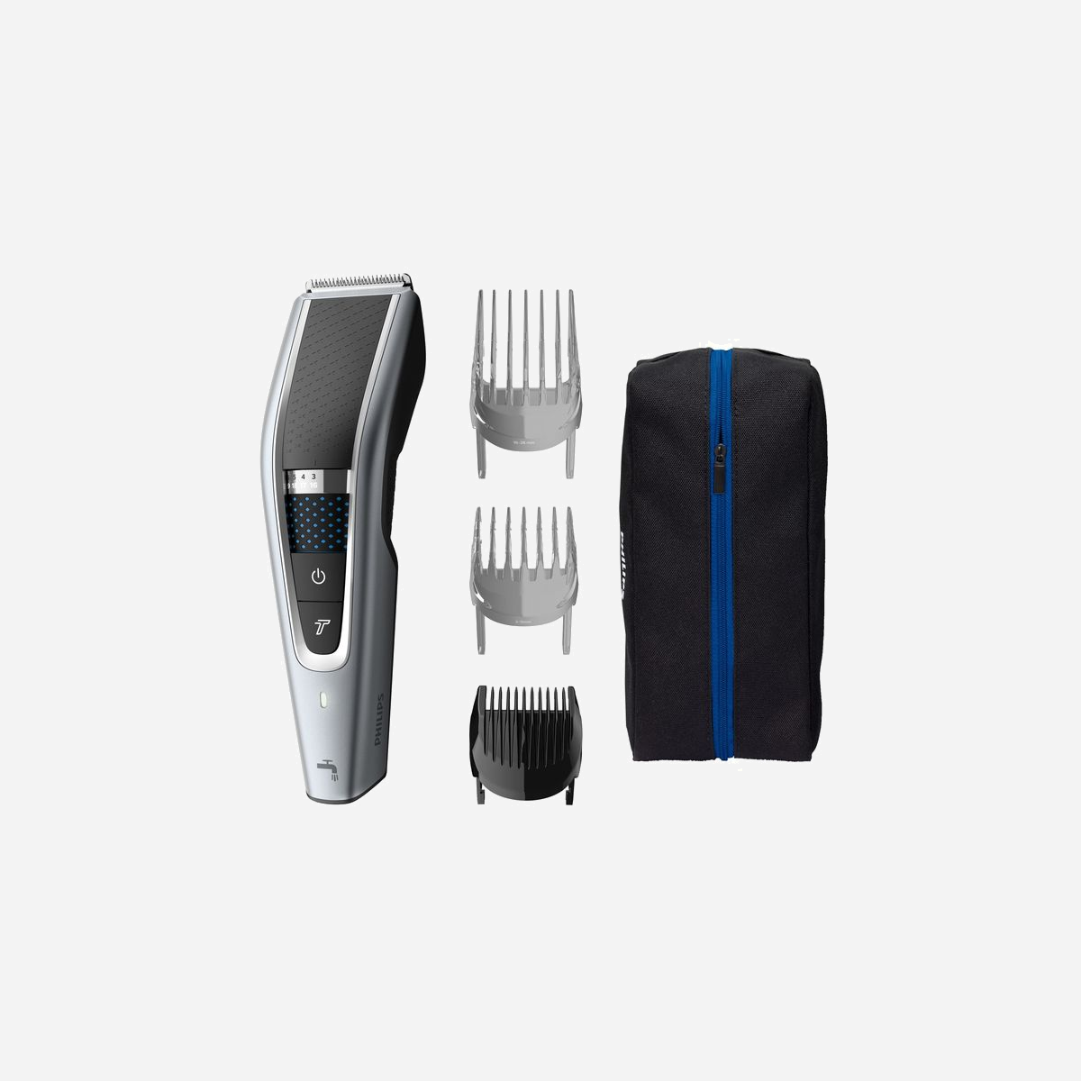 Philips HC5630/15 - Tondeuse Cheveux Série 5000 - Lames Acier Inoxydable 41mm, 28 hauteurs (0.5-28mm), Autonomie 90min, Batterie Li-Ion, Lavable - <b>Une coupe de cheveux rapide et uniforme</b><br/> Écarte les cheveux coupés, pour une taille 2 fois plus rapide*<br/> Bénéficiez d'une coupe de cheveux uniforme grâce aux technologies DualCut et Trim-n-Flow Pro. Le sabot présente un nouveau design évitant que les cheveux ne s'y accumulent, et ce quelle que soit leur longueur, pour une coupe rapide.