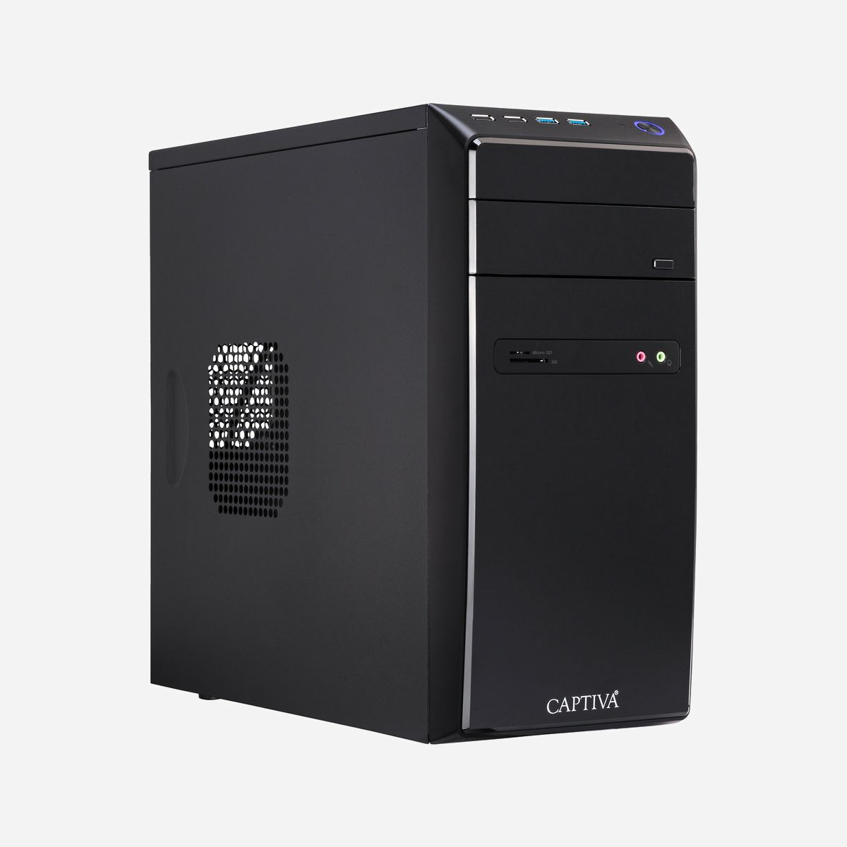 CAPTIVA Power Starter R64-124 : AMD Ryzen 5 5600G, 16Go DDR4 3200MHz, 1.25To HDD+SSD, AMD Radeon Graphics, DVD-RW, Windows 11 Home - CAPTIVA Power Starter R64-124. Fréquence du processeur: 3,9 GHz, Famille de processeur: AMD Ryzen™ 5, Modèle de processeur: 5600G. Mémoire interne: 16 Go, Type de mémoire interne: DDR4-SDRAM, Fréquence de la mémoire: 3200 MHz. Capacité totale de stockage: 1,25 To, Supports de stockage: HDD+SSD, Lecteur optique: DVD-RW. Modèle d'adaptateur graphique inclus: AMD Radeon Graphics. Système d'exploitation installé: Windows 11 Home, Architecture du système d'exploitation: 64-bit. Alimentation d'énergie: 350 W. Type de produit: PC. Couleur du produit: Noir